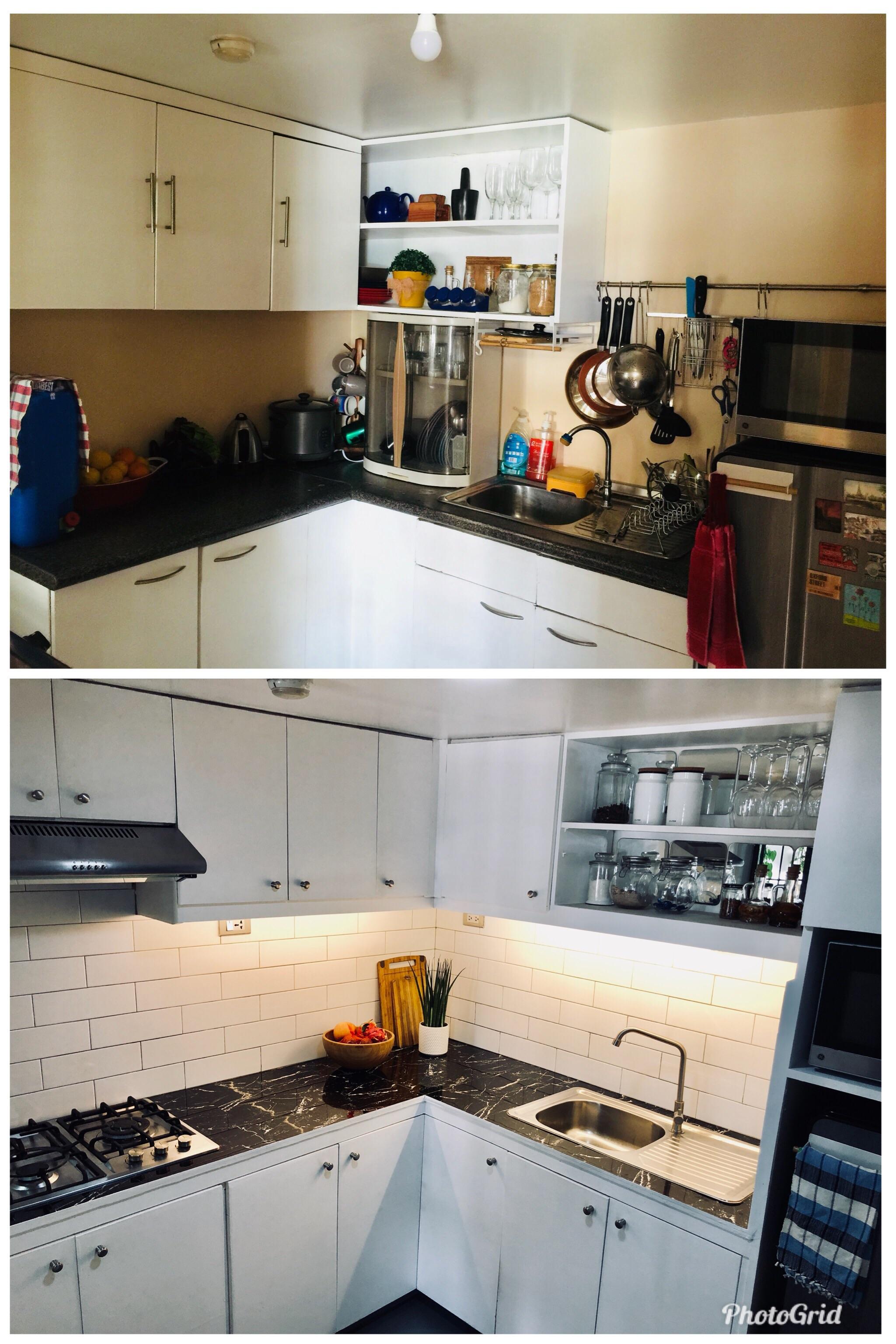 Makeover of our tiny kitchen. Still small but now cleaner and more