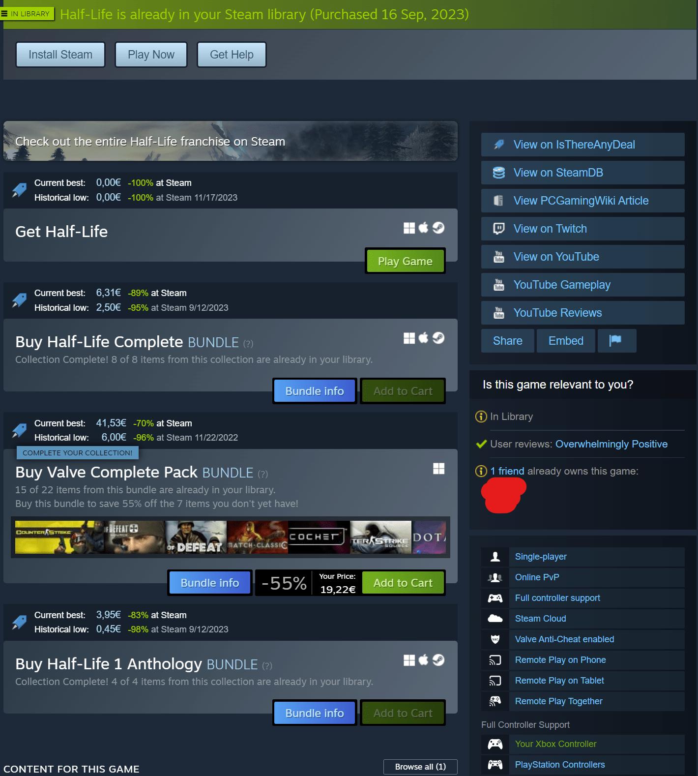 how do I put a game on steam I own in my cart so that I can gift a new