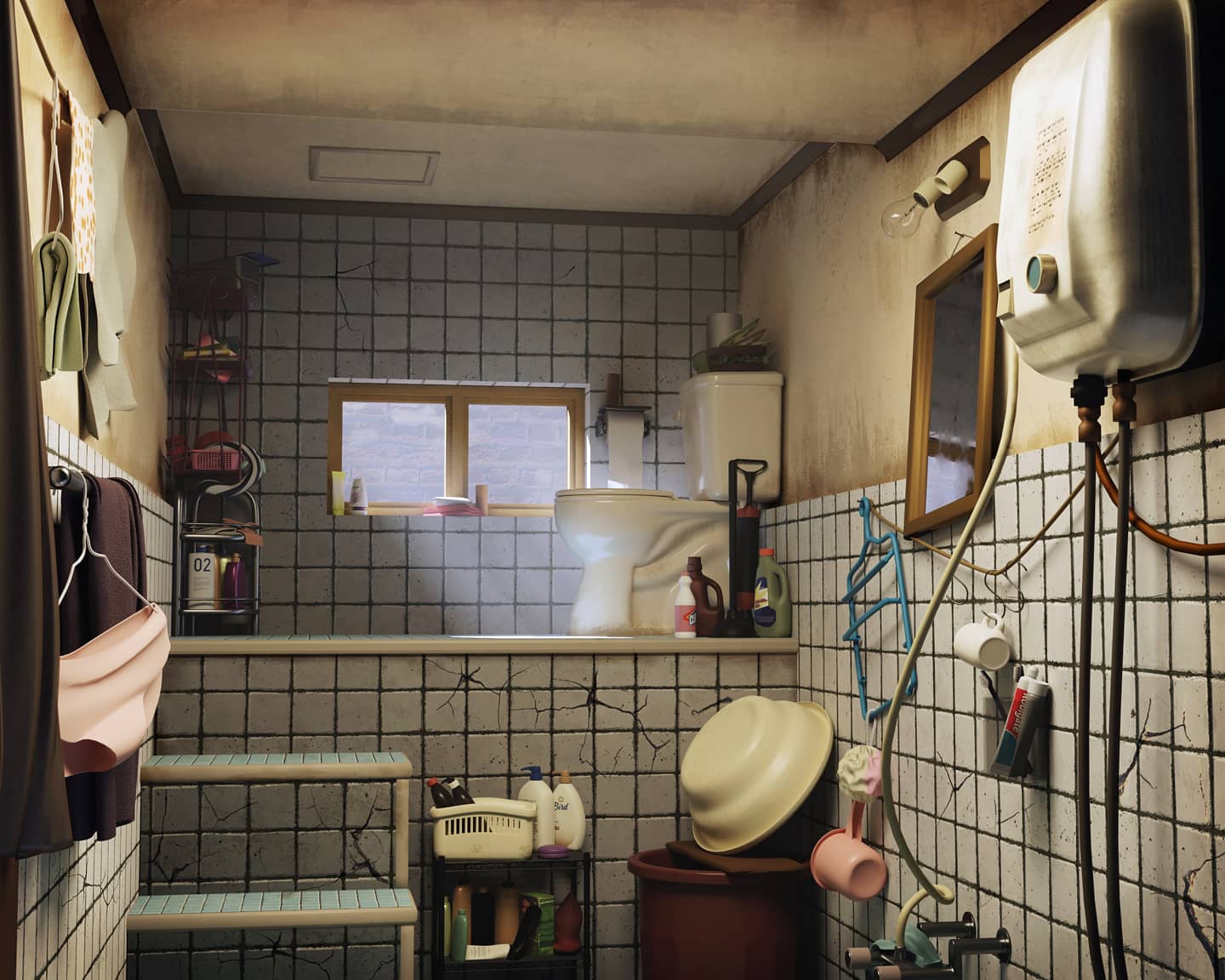 I wanted to try recreating the bathroom scene from the movie, Parasite