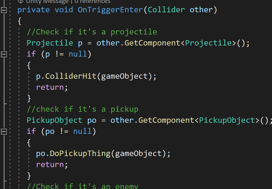 What is the correct "Unity" way to handle collisions and interactions