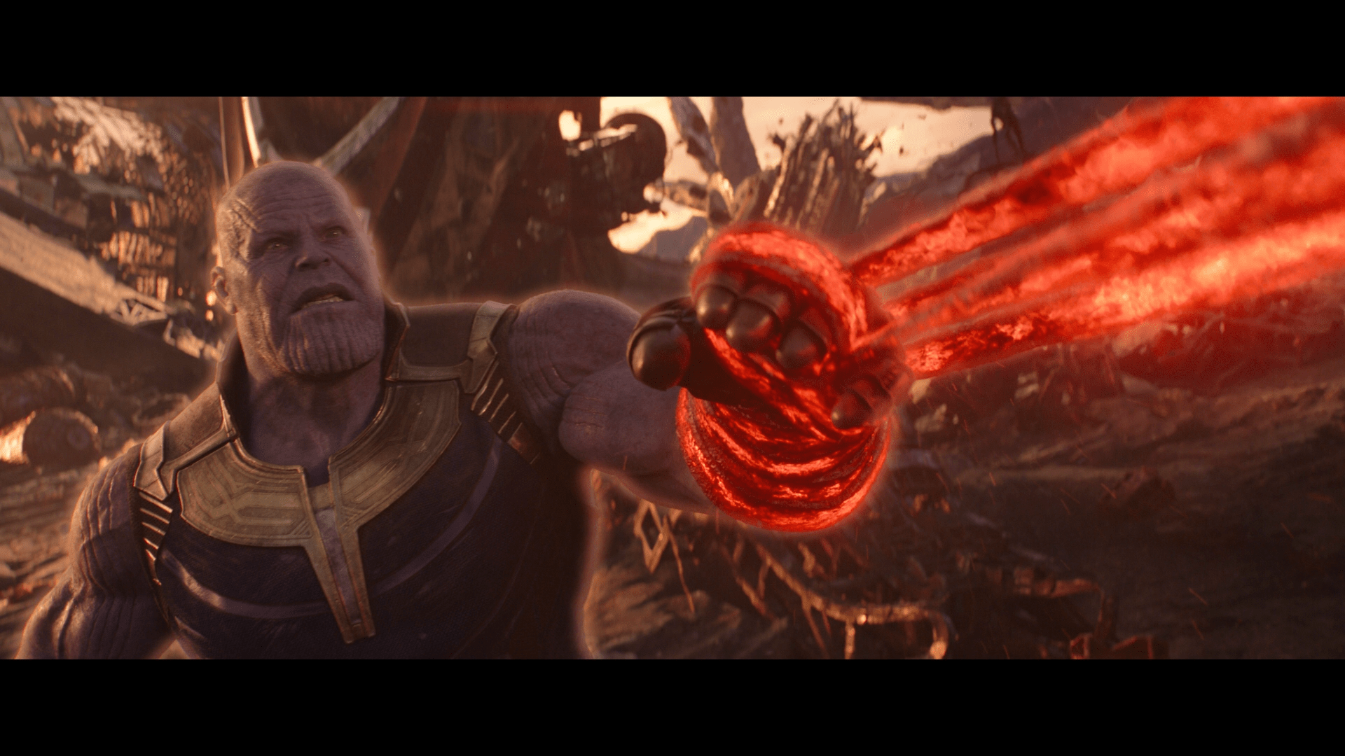 In the Battle on Titan, right after Strange tightens the bands, Thanos