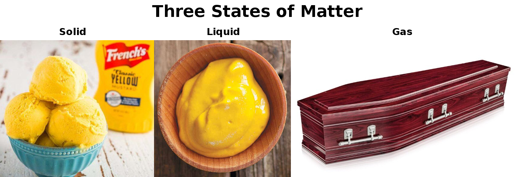 Three States of Matter Explained with Mustard r/memes