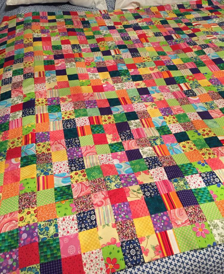 Summer patchwork fun! Quilt top complete, and on its way to being a
