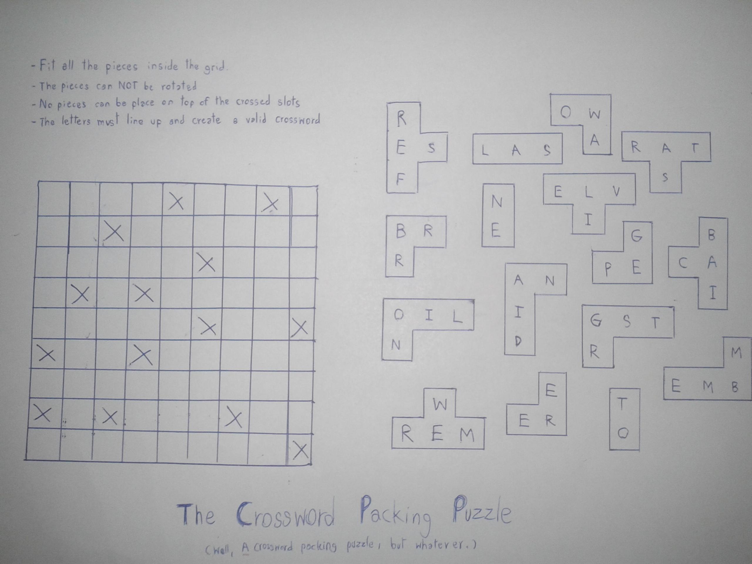 The Crossword Packing Puzzle, a concept I had lying around for ages