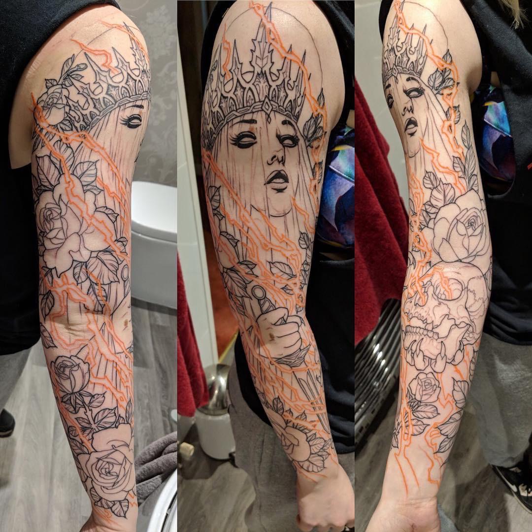 Outline of my sleeve a year ago, finally getting it coloured this