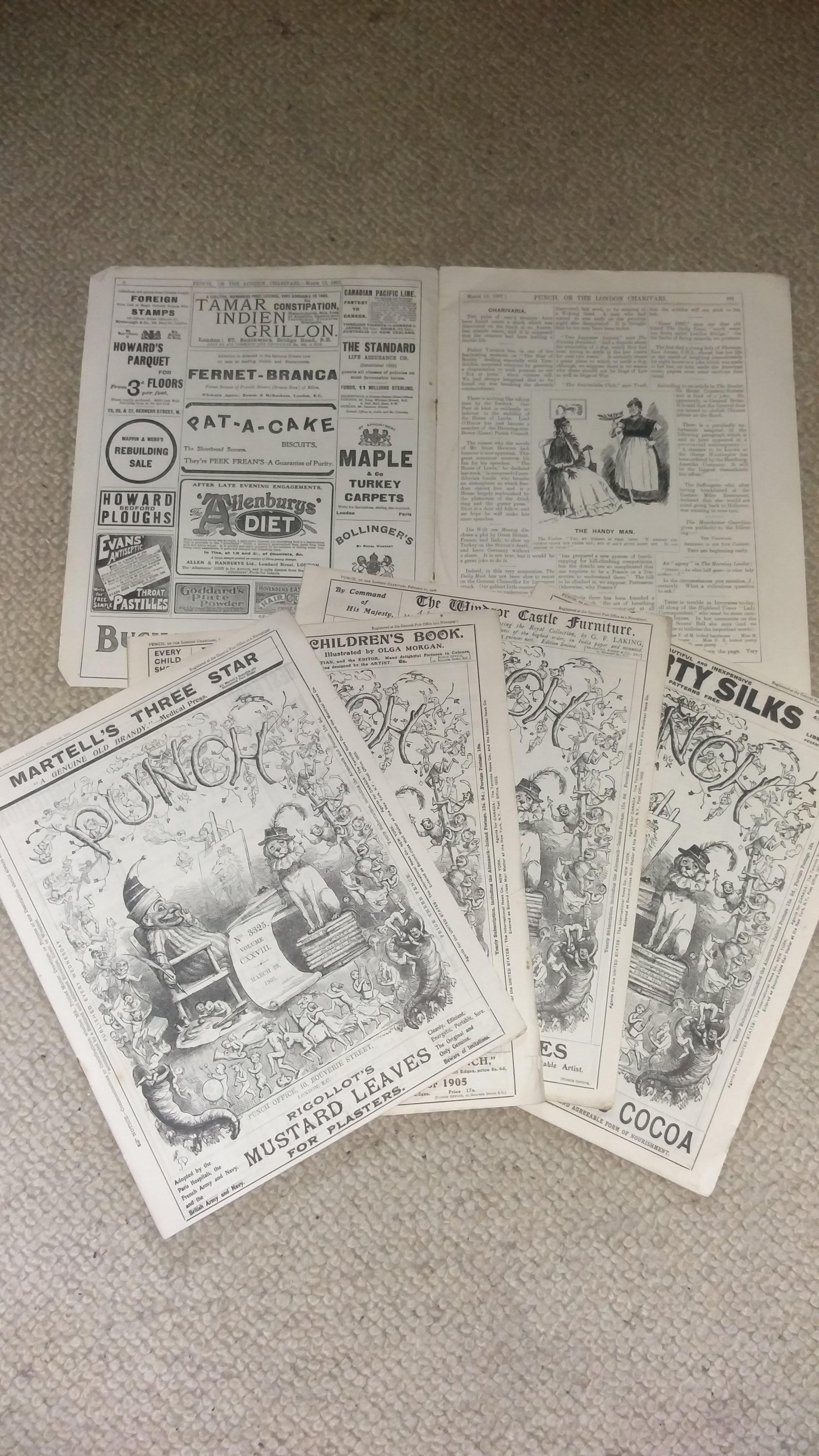 I bought these 'Punch' magazines (issues from 19051907) to use for