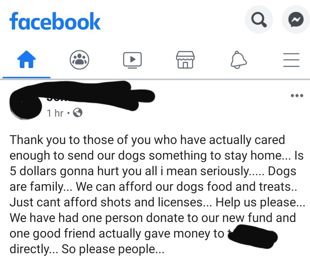 Cant afford your pet and get mad at people who wont give you money