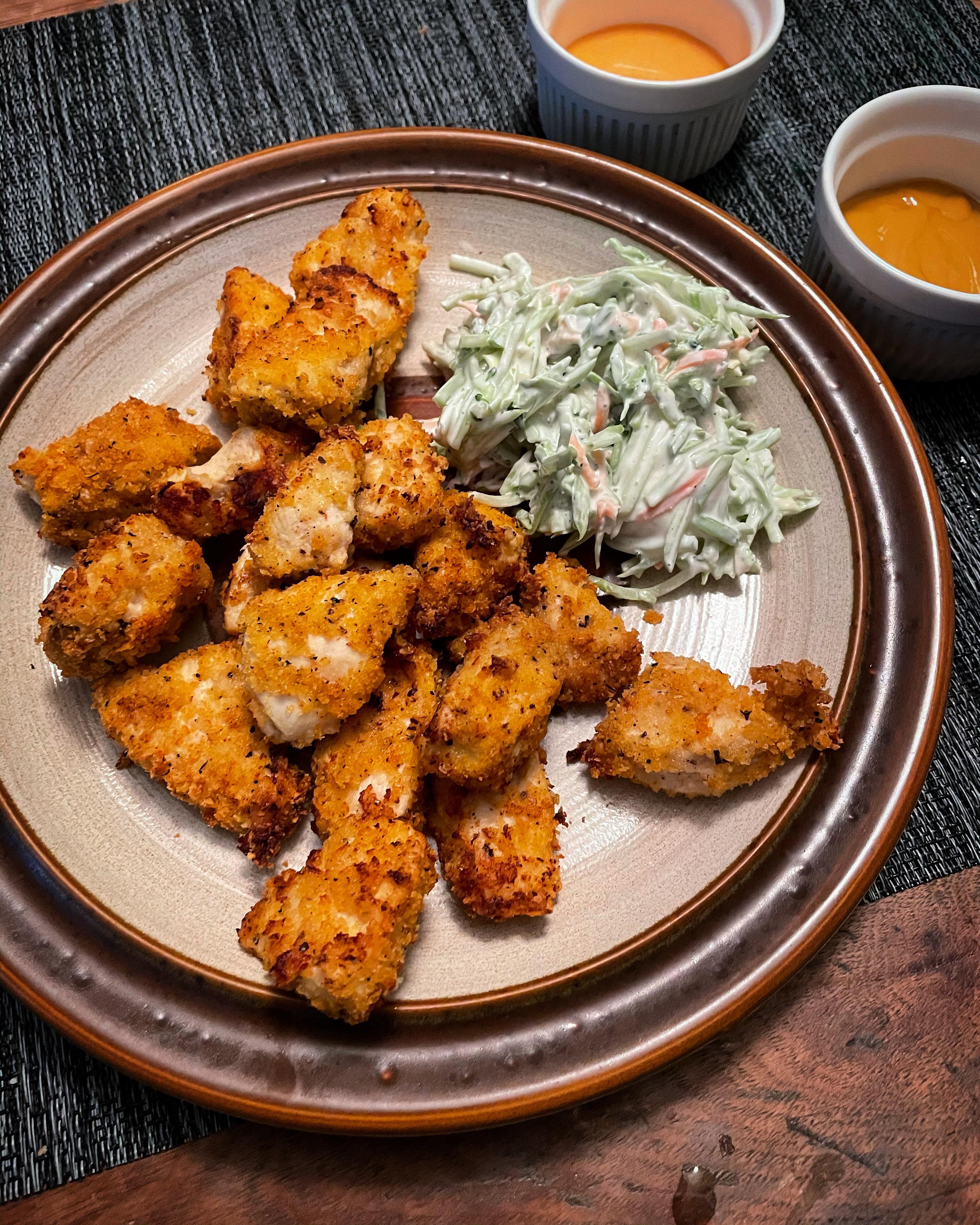 Buttermilk brined Panko air fried popcorn chicken r/airfryer