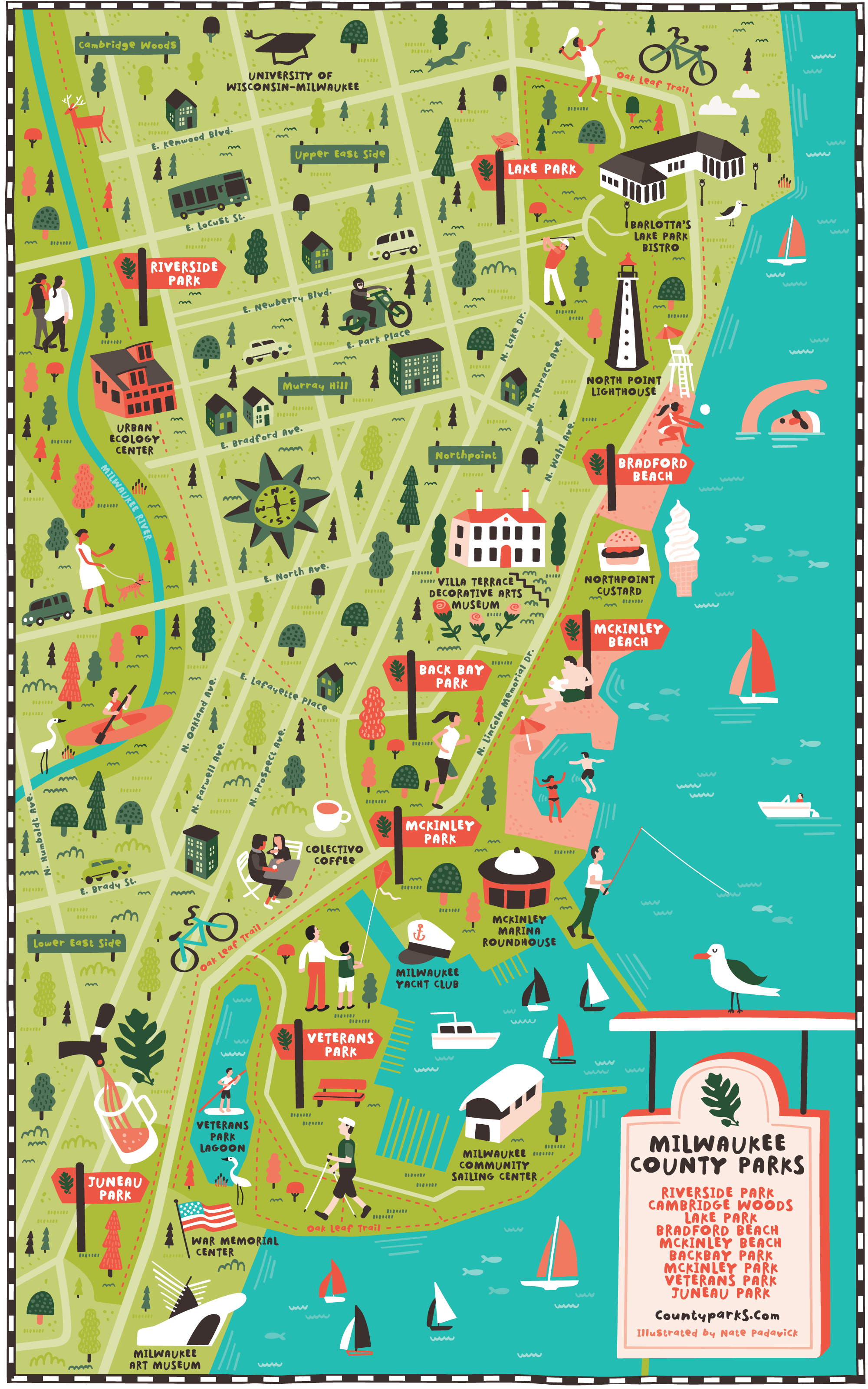 Milwaukee County Parks by Nate Padavick r/MapPorn