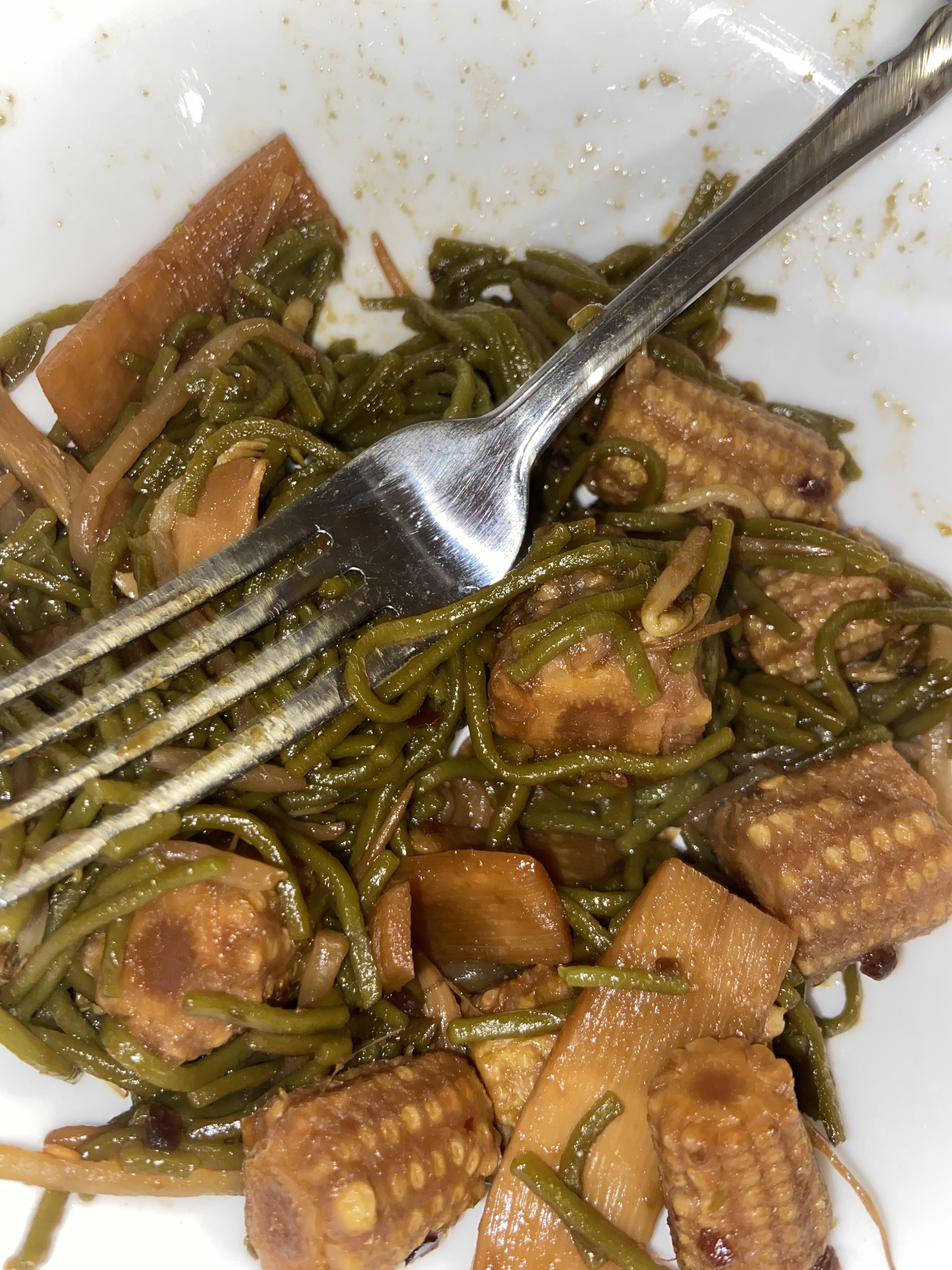 Trader Joe’s Matcha Green Tea Japanese Noodles with veggies and hot