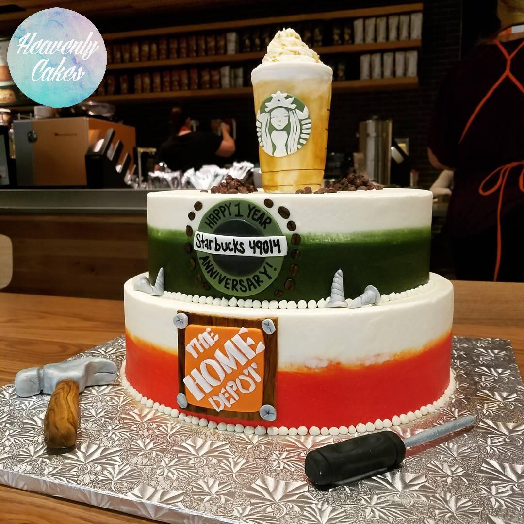 Cake I made celebrating the anniversary of the Starbucks (inside of