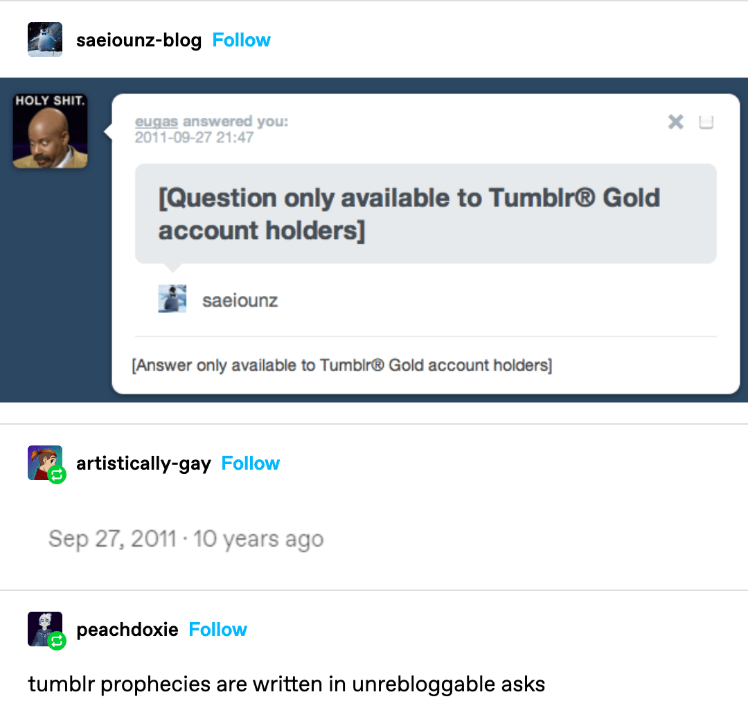 Tumblr Gold Account r/agedlikewine