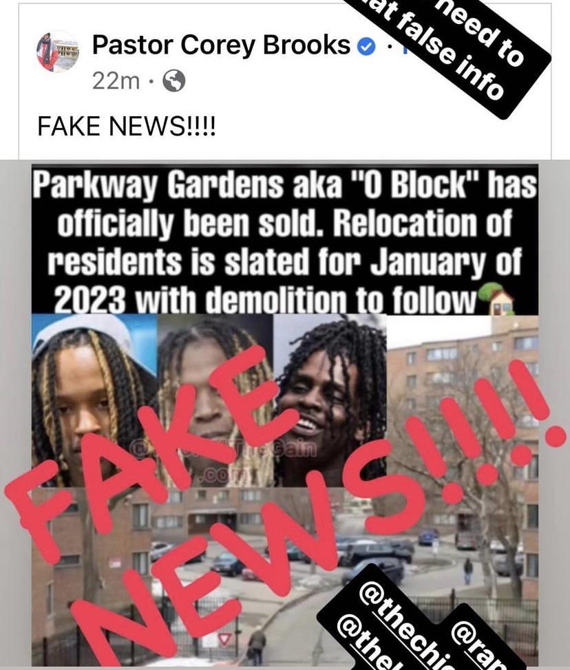 Pastor Corey Brooks says OBlock being sold is Fake News🚨🚨(founder and