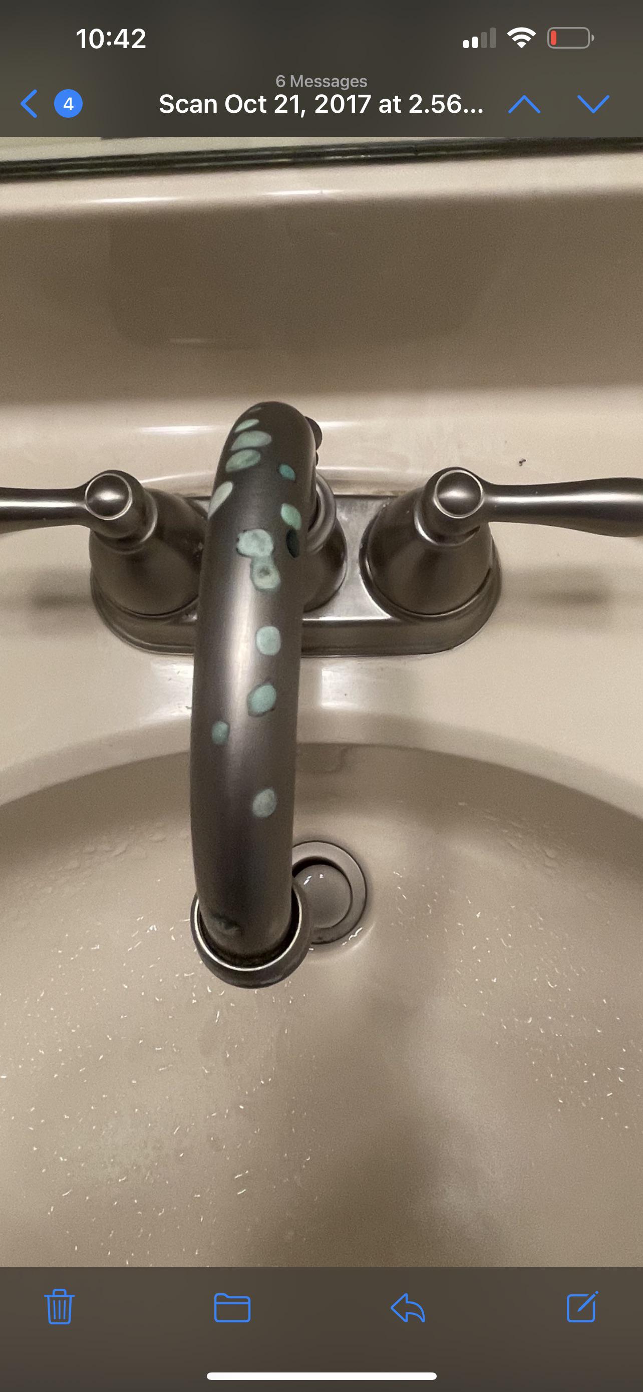 What are these green spots on bathroom faucet? r/Plumbing