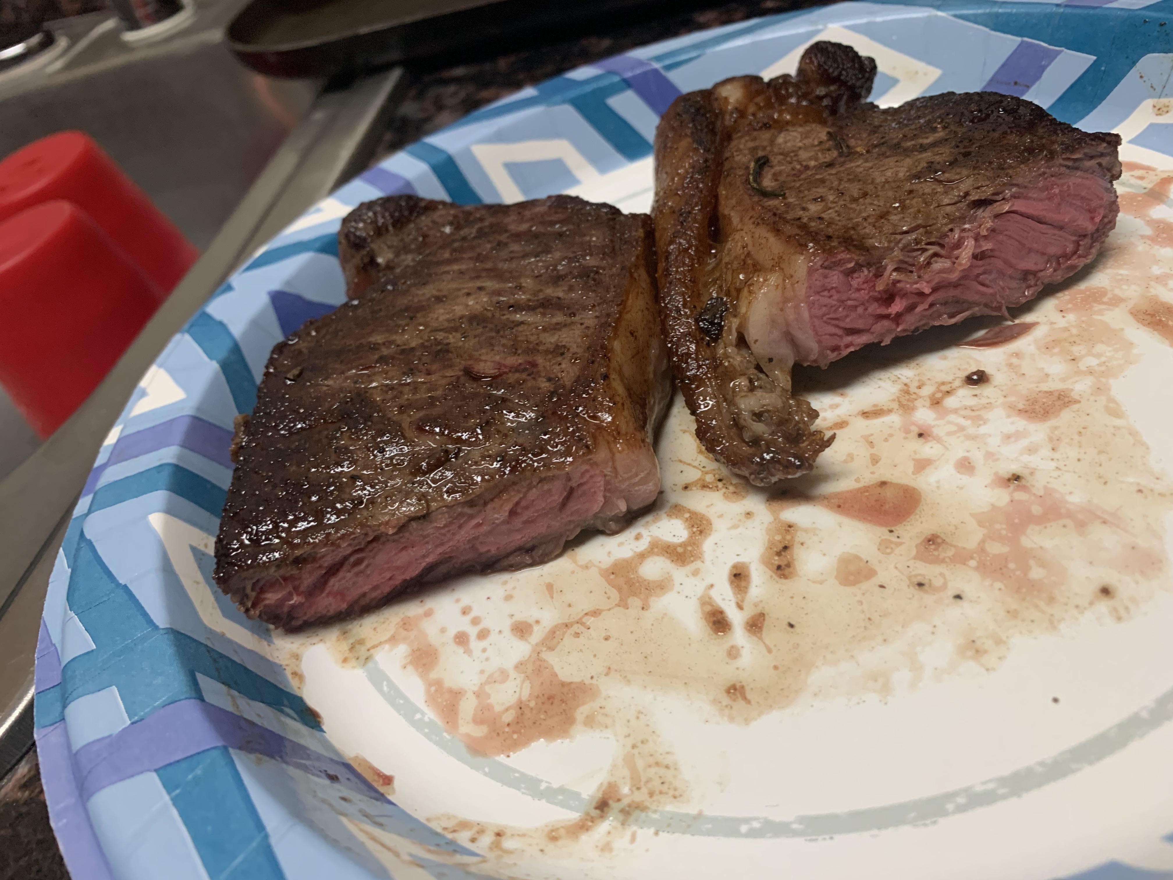 Me and my brother talking about steak late at night and decided to go get one and cook, cooked