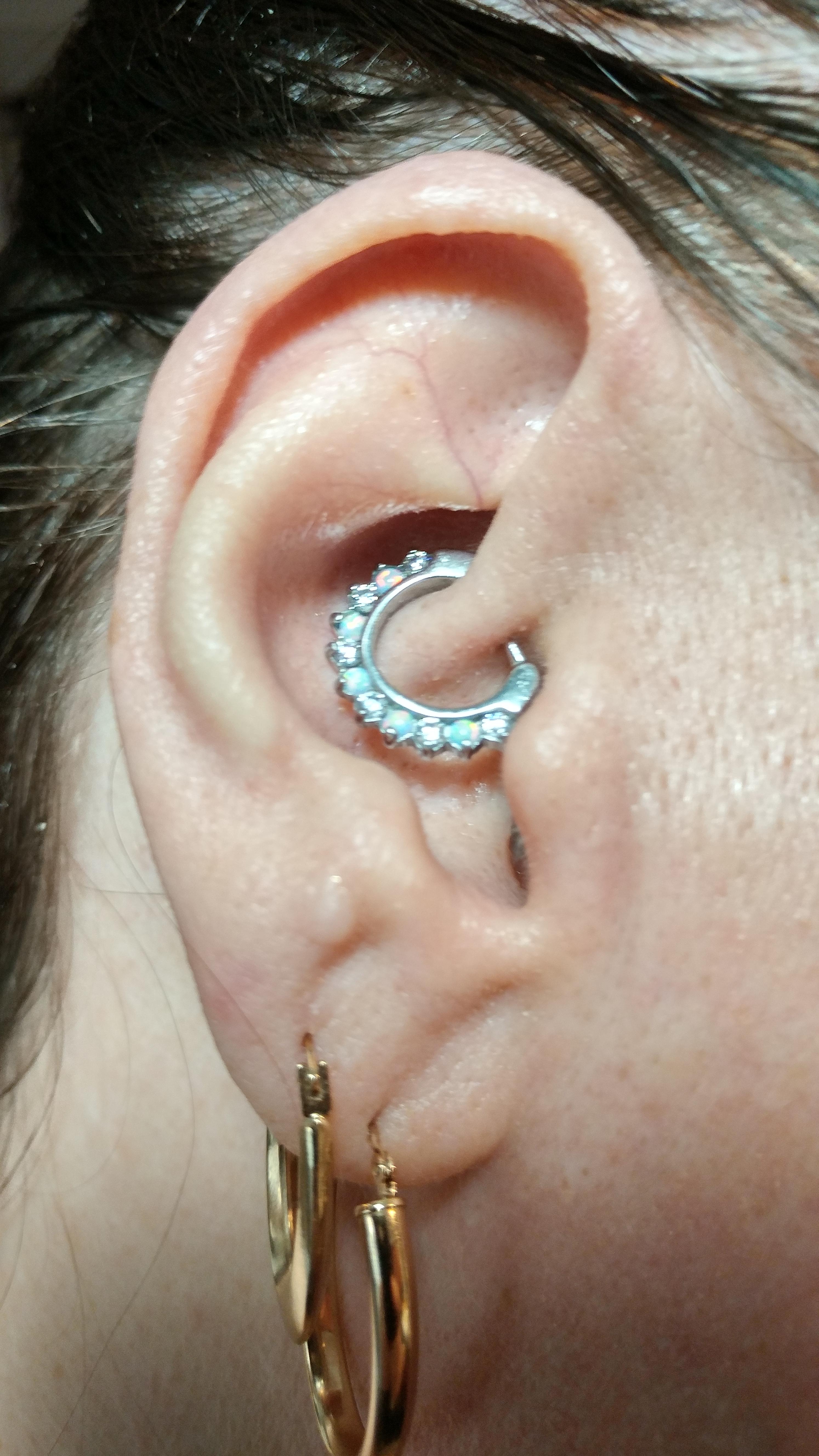 My first daith jewelry change. It's almost seven months old. I'm loving