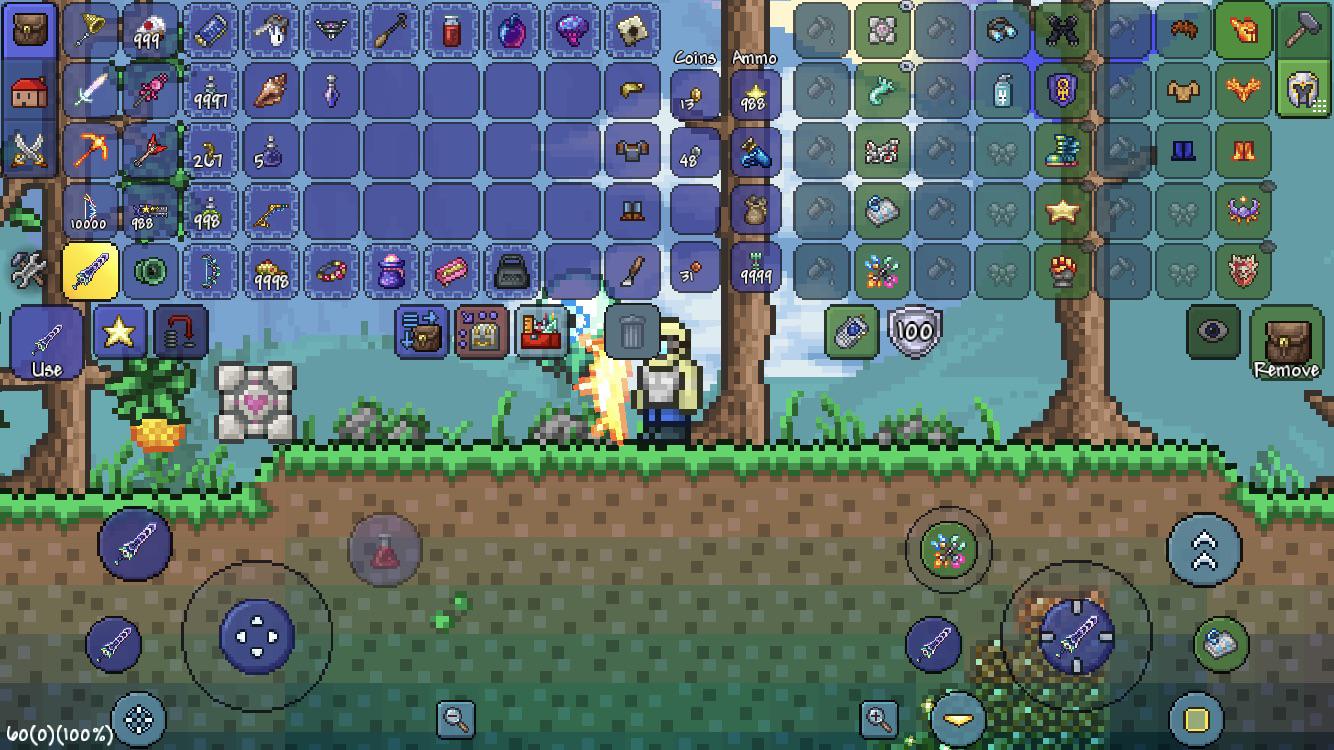 Terraria Mobile Opening the inventory does not pan up the view