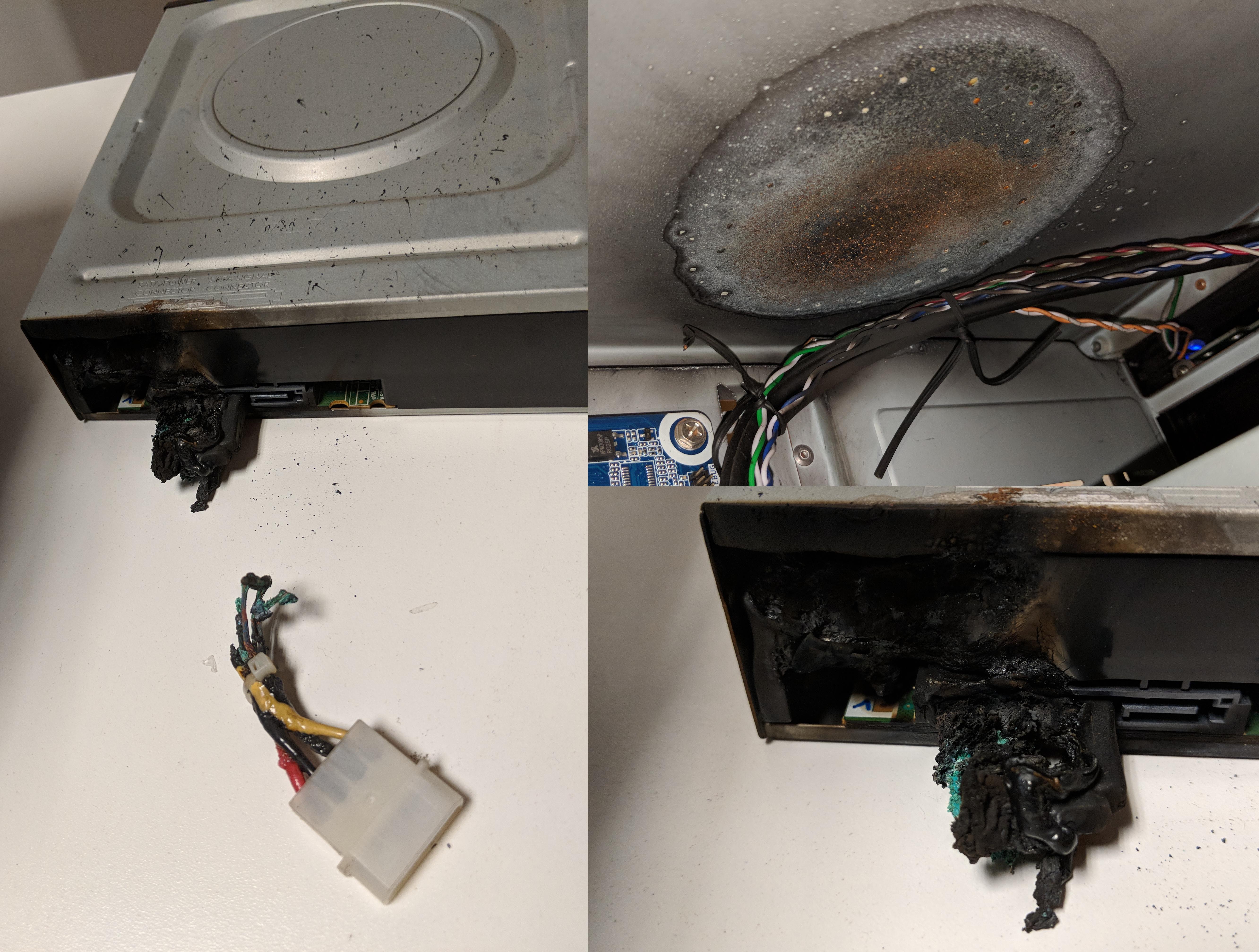 PC at work caught fire from a Molex to SATA power converter installed