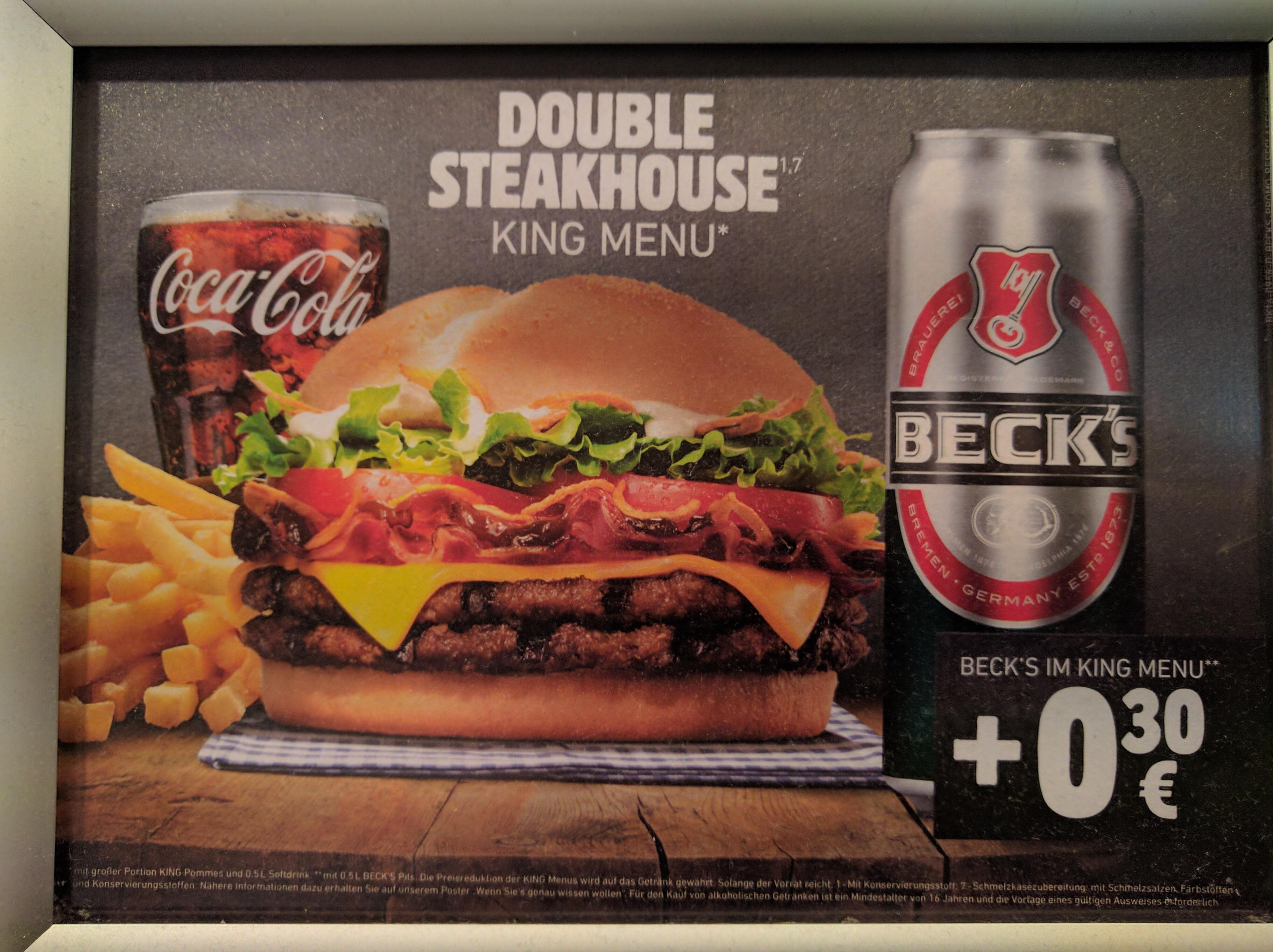 At Burger King Germany you can choose a beer to go with your combo r