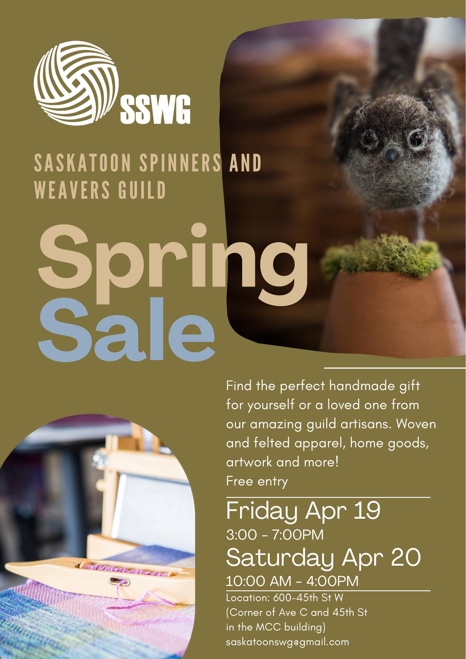 Weaving, fibre art, and yarn sale today! r/saskatoon