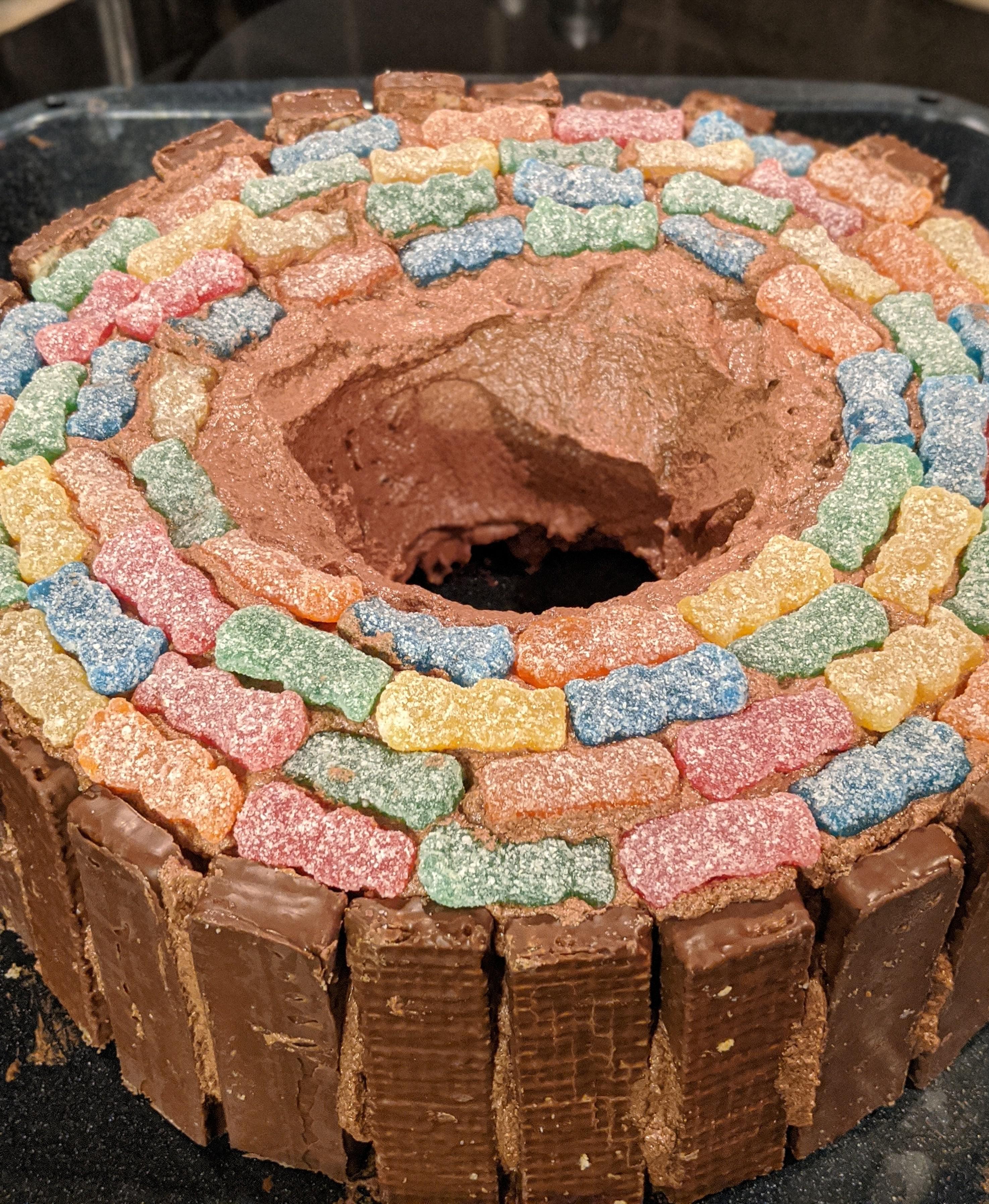 Birthday cake I made for my leap year brother! Chocolate cake with