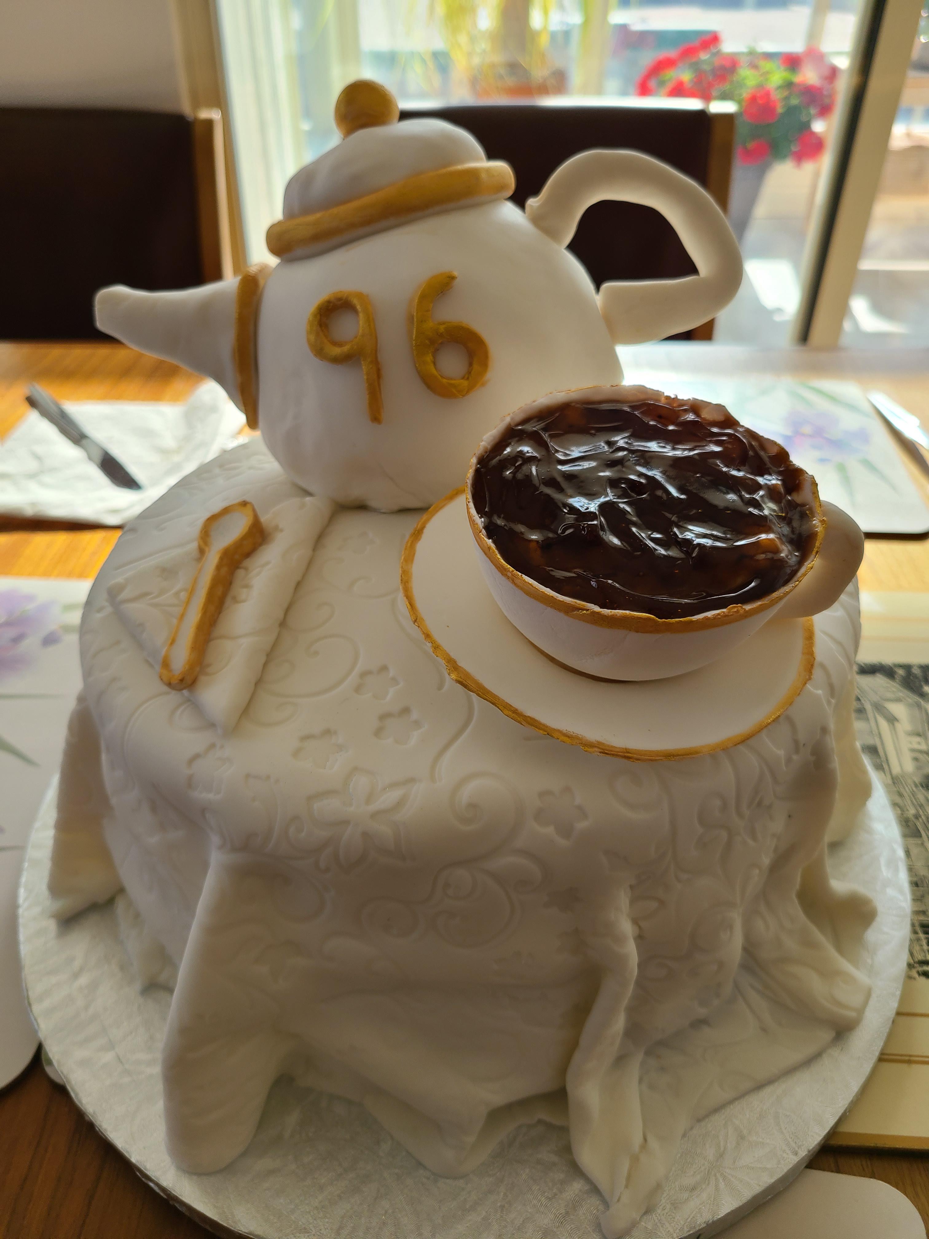 Birthday cake for my 96 yr Nan. Golden cake with Lemon curd filling