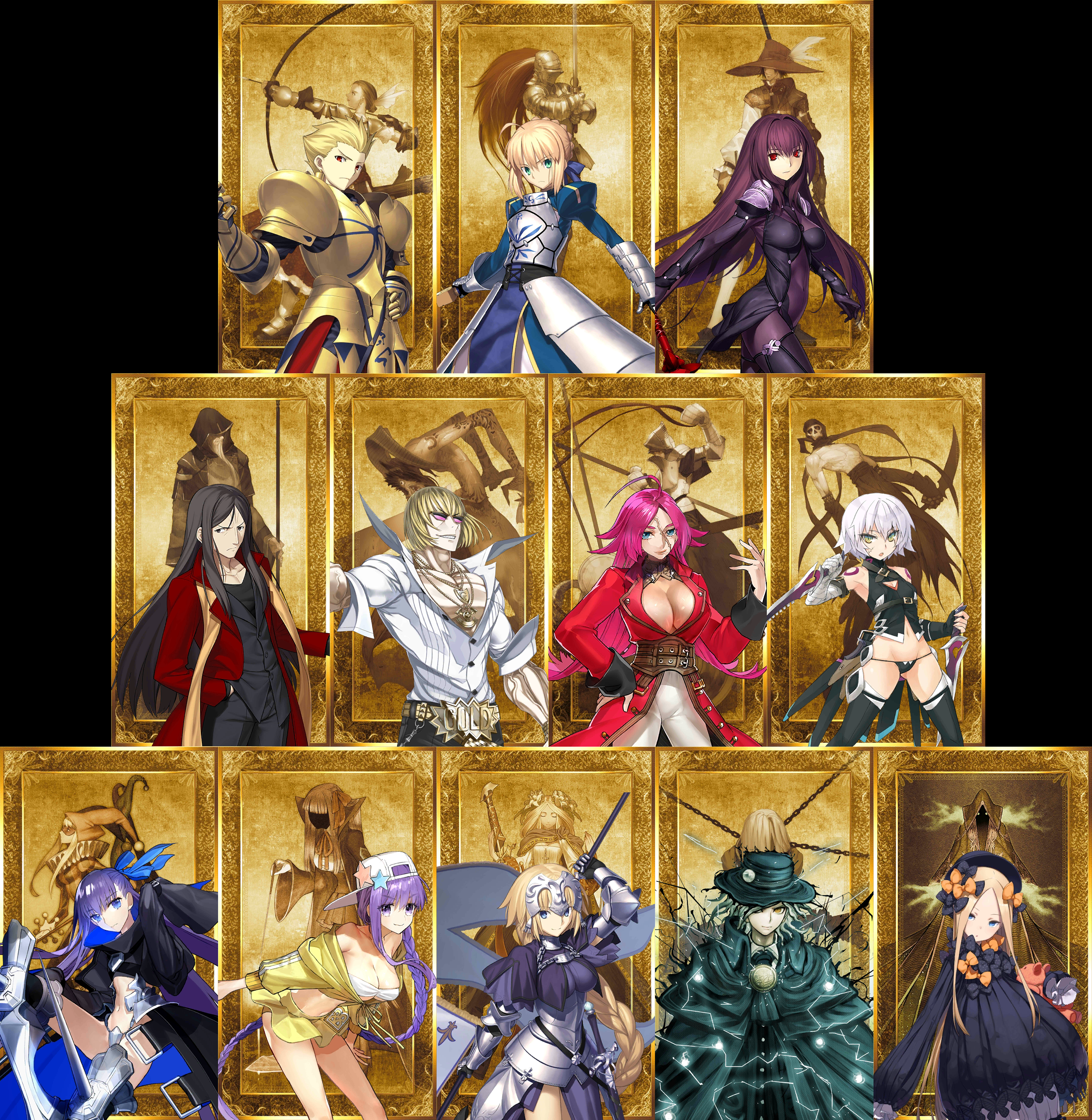 A collage of FGO's first 5* Servants of every class r/grandorder