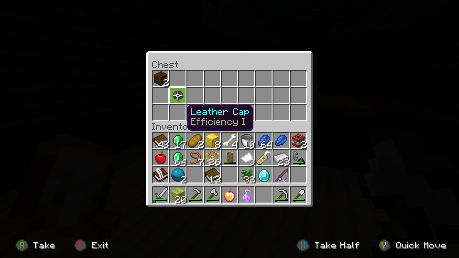 I found an Efficiency I leather cap in a woodland mansion chest