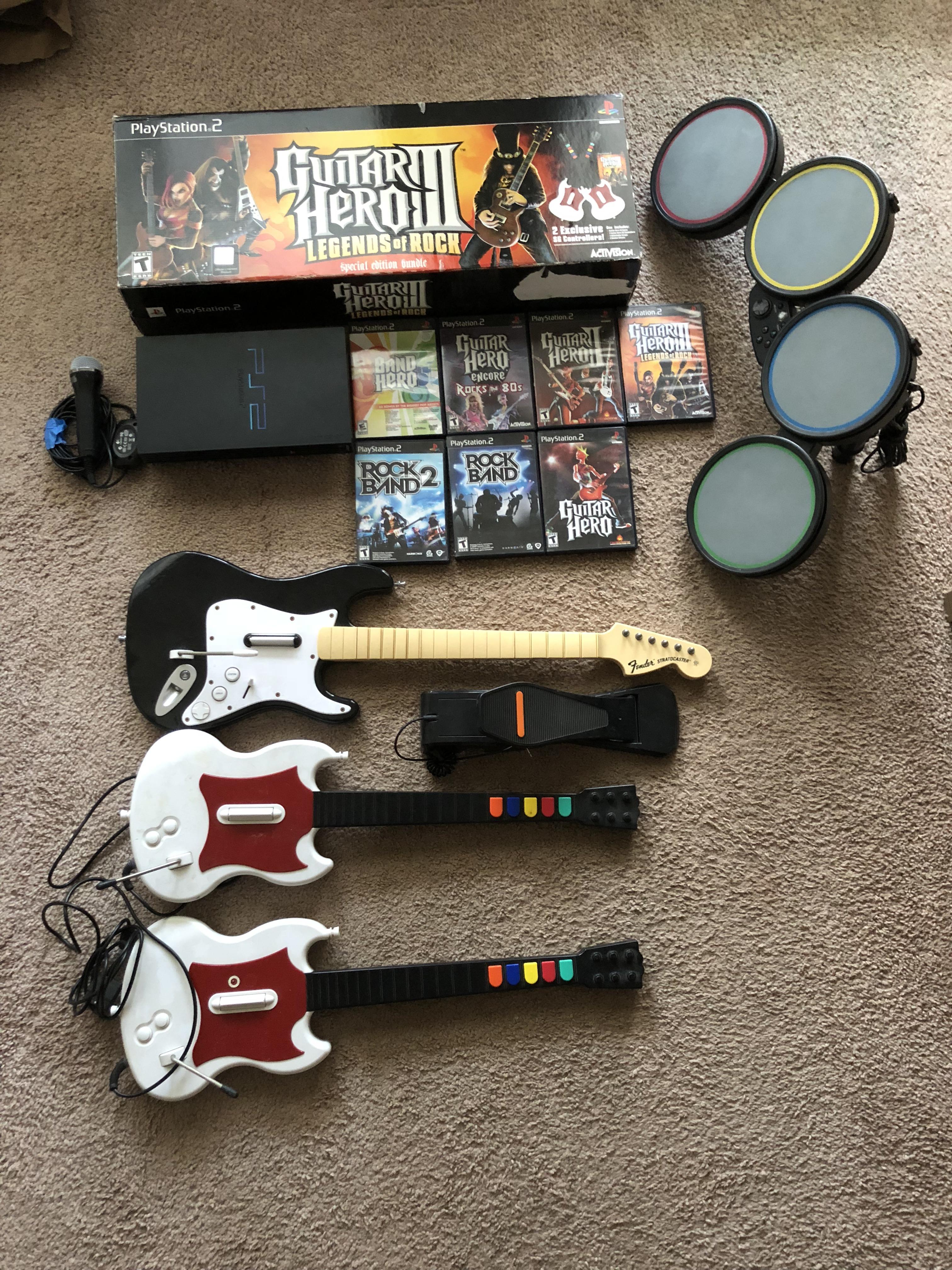PS2 + Guitar hero and Rock band bundle 40 r/ThriftStoreHauls
