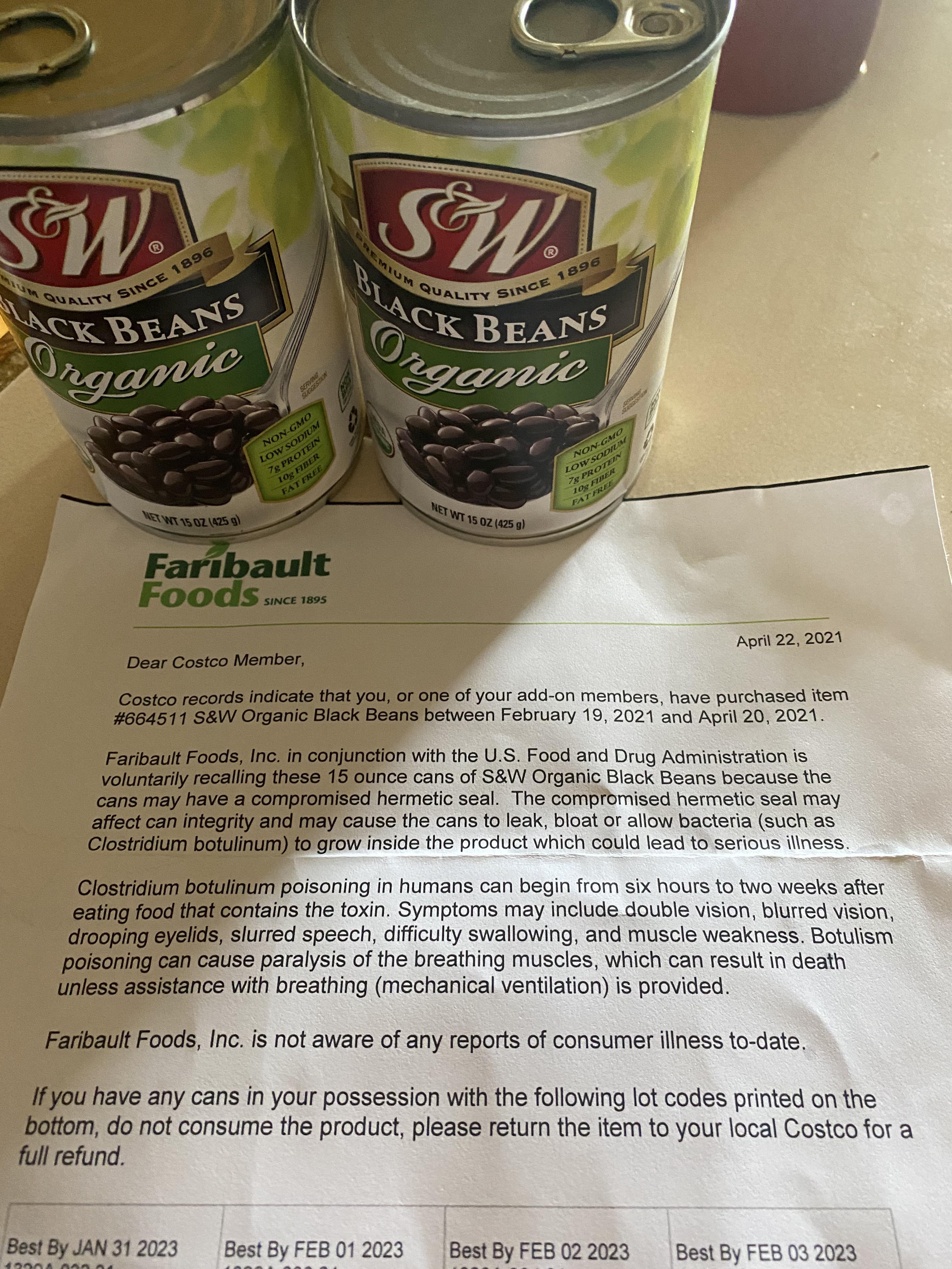 Costco Recall List 2023 Recall On Black Beans, Check Your Lot Numbers. Botulism Is No Joke. : R/ Costco
