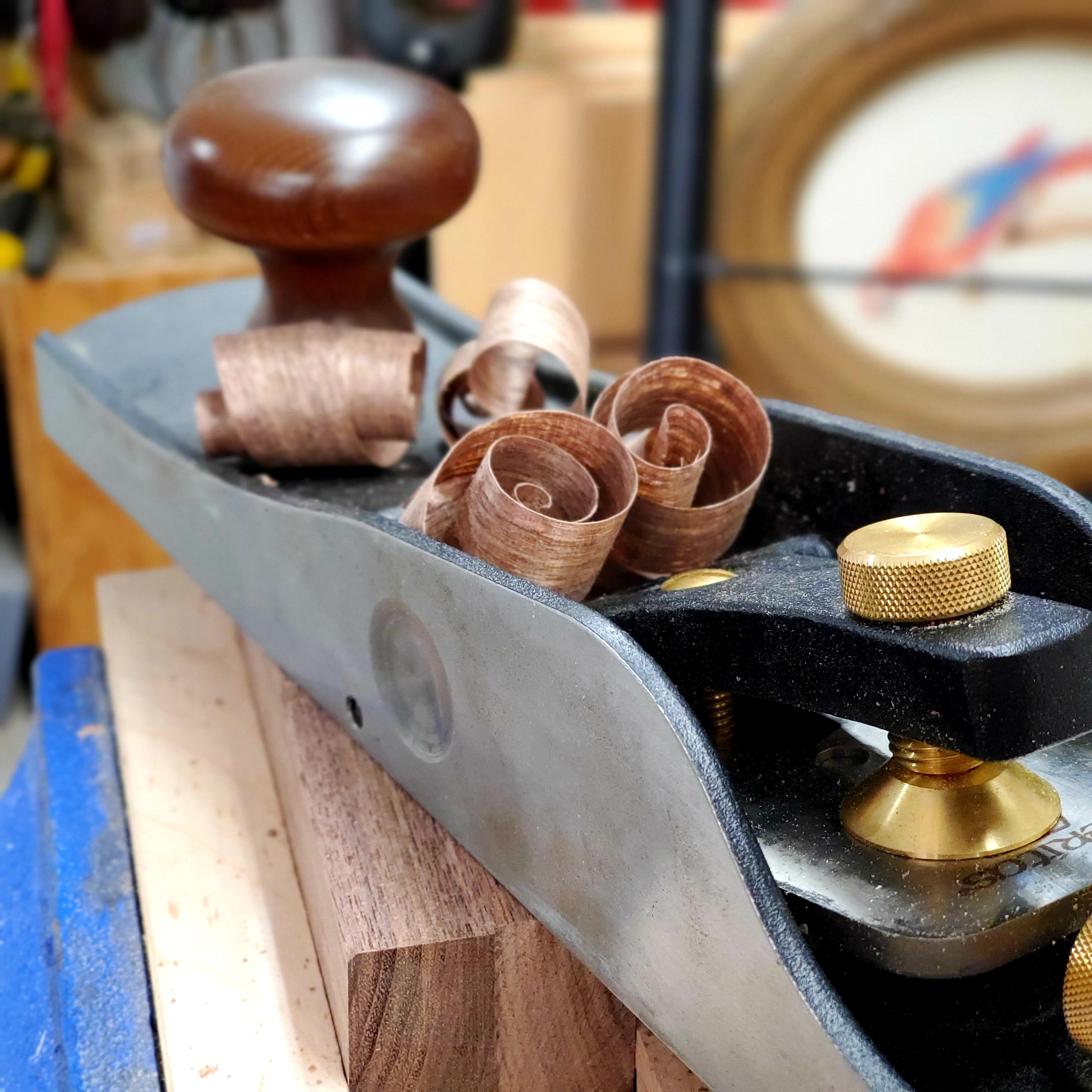 Planing two pieces of walnut today and got these satisfying mirrored