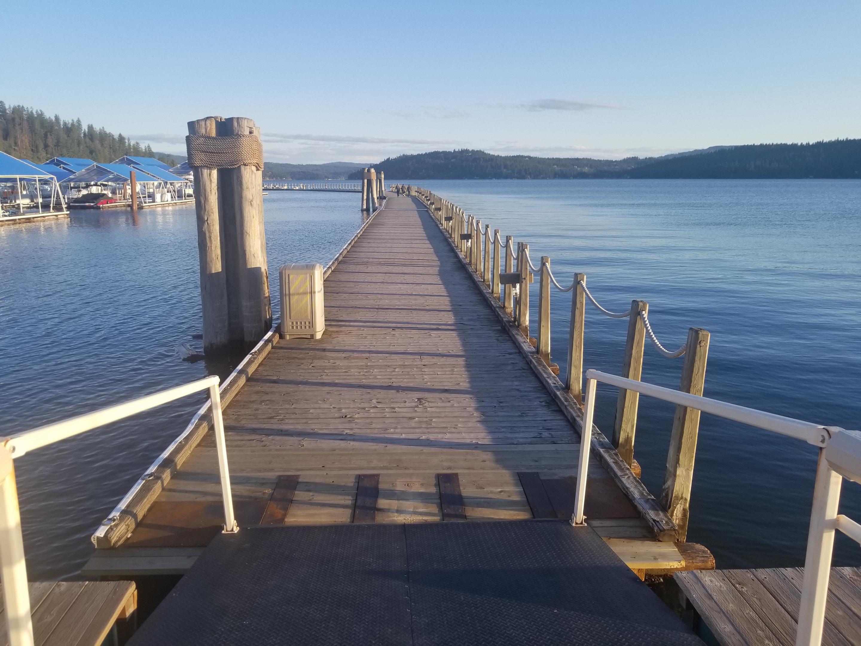 Walking on the world's longest floating boardwalk in Cour D'Alene. r