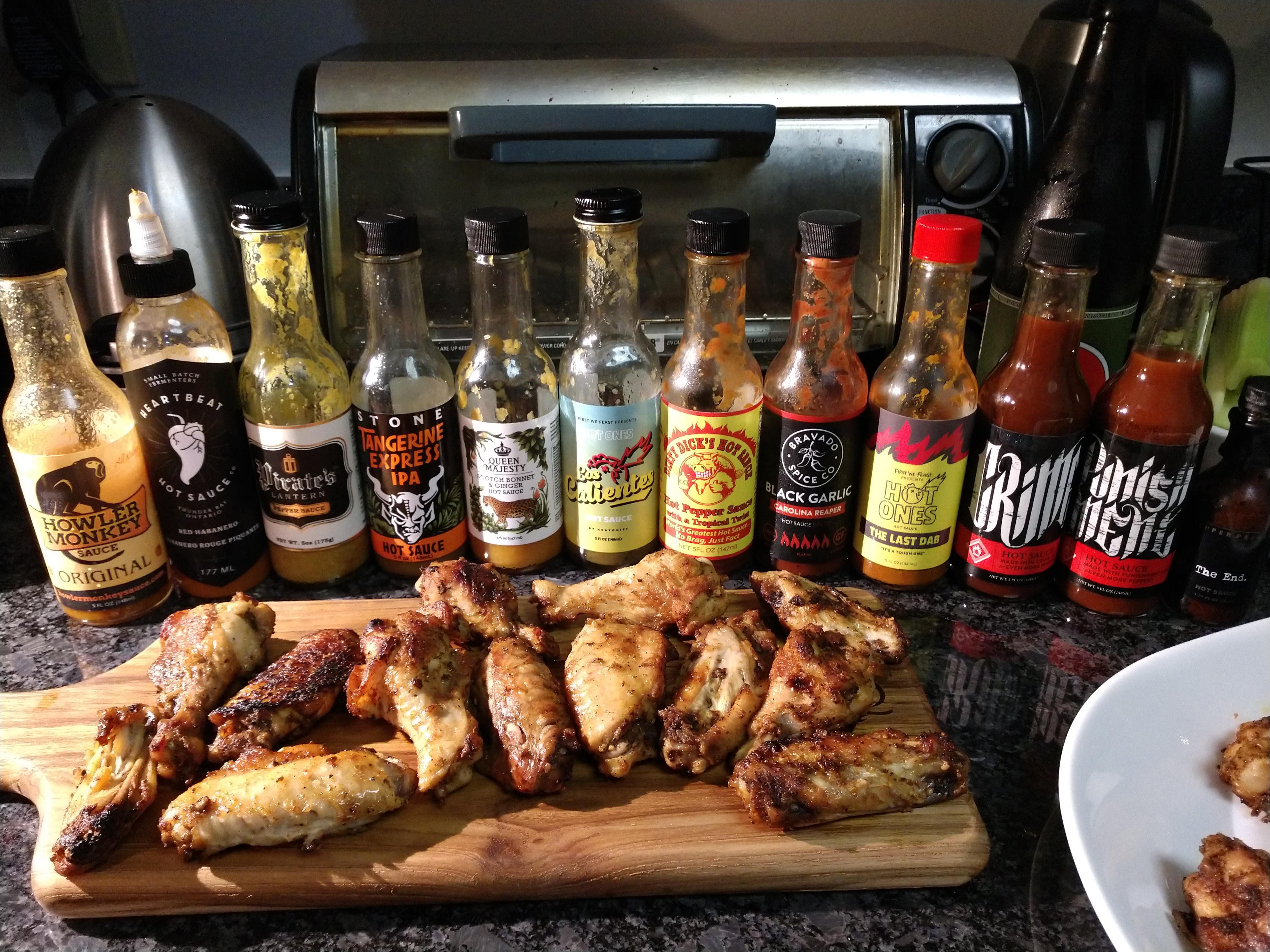 Cooked Homemade Wings in the Cast Iron Skillet ft. Three Sauces from