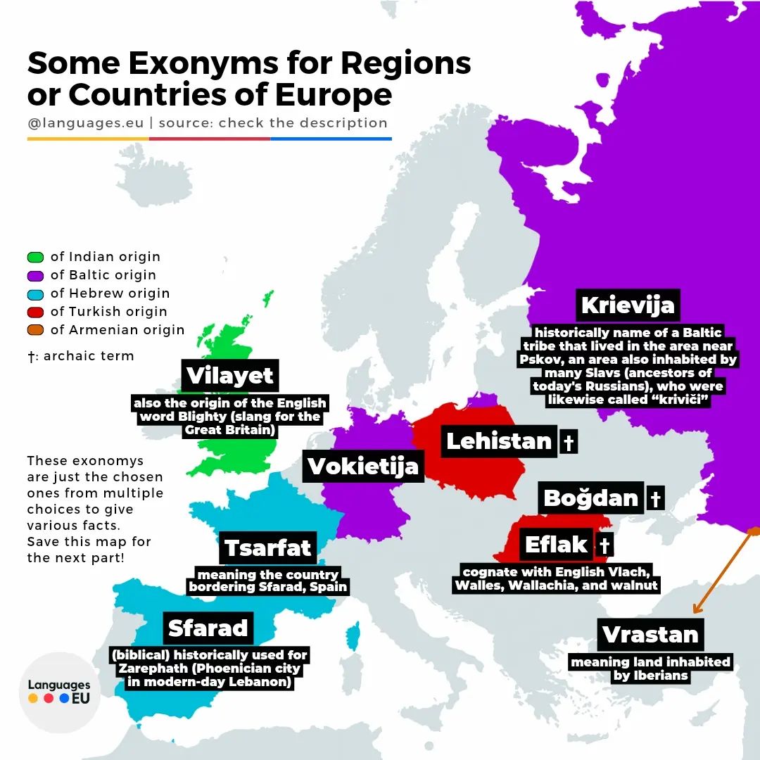 Exonyms for European countries r/MapPorn