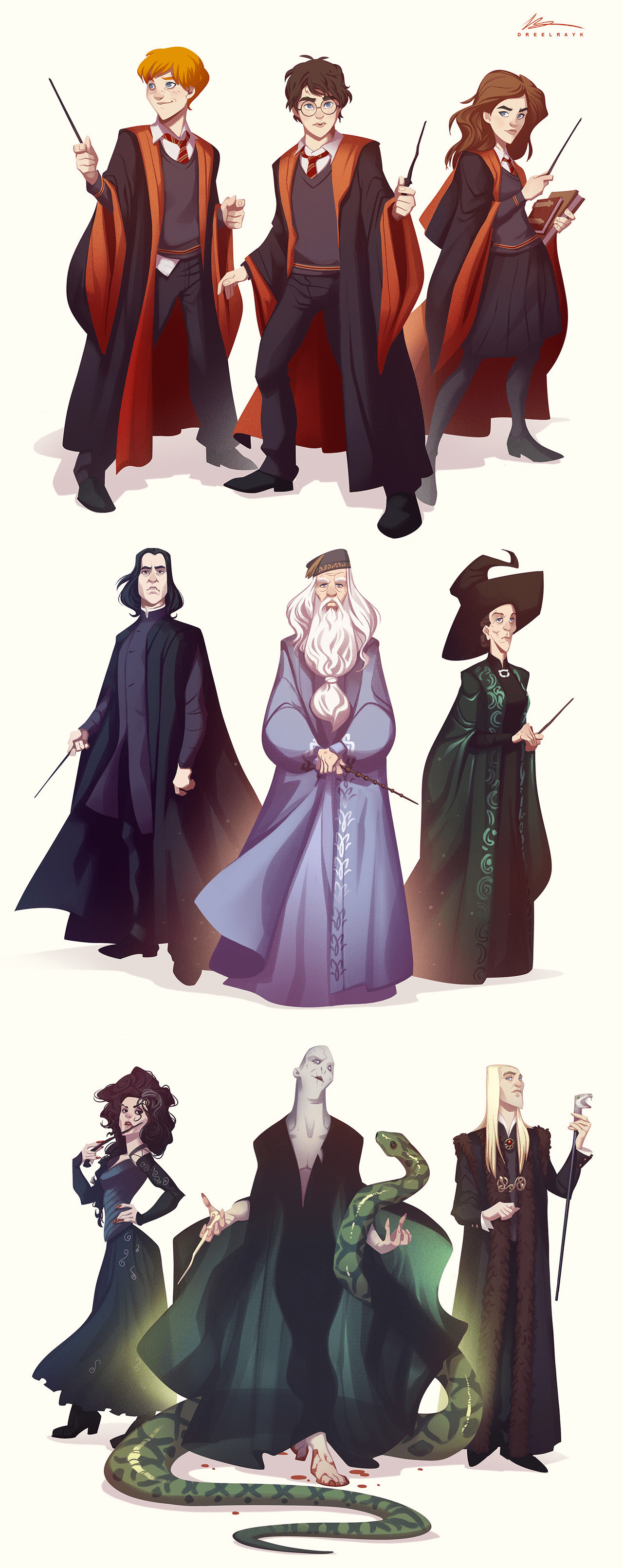 Harry Potter Character Designs (Harry, Hermione, Ron, Snape, Dumbledore