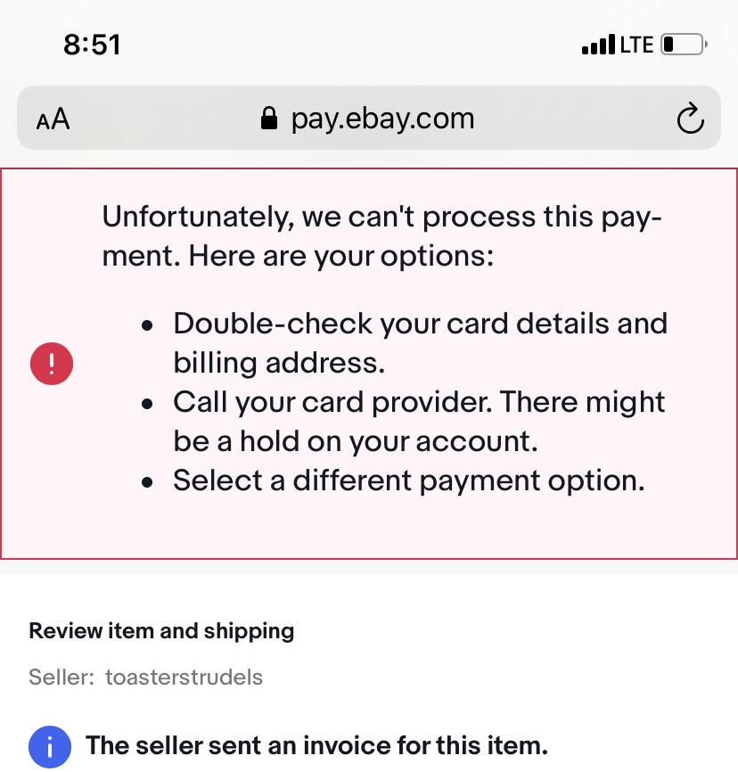 Does anyone else get this issue when buying off of eBay I’ve checked my
