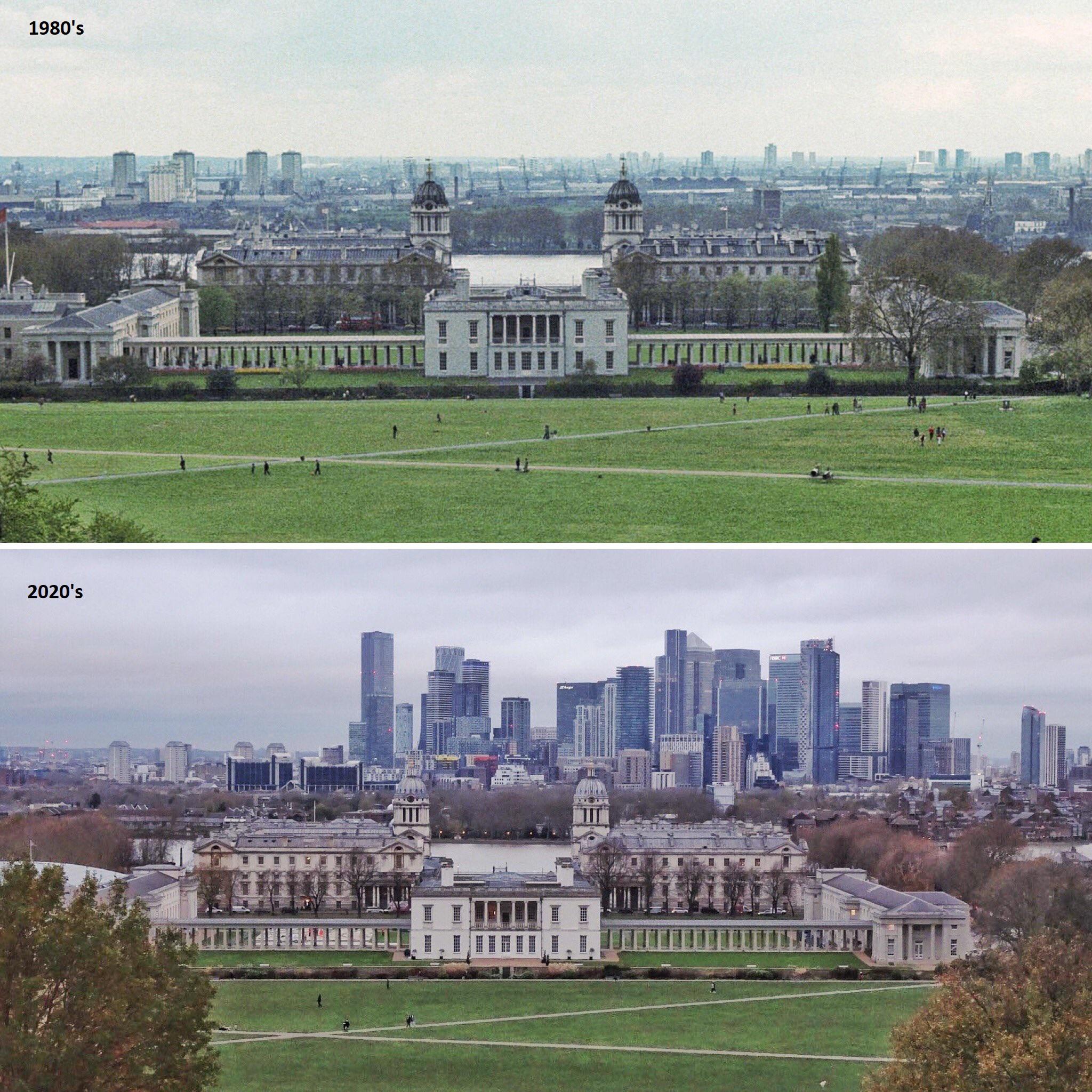 The view from Greenwich, London. Then & now.. r/CityPorn
