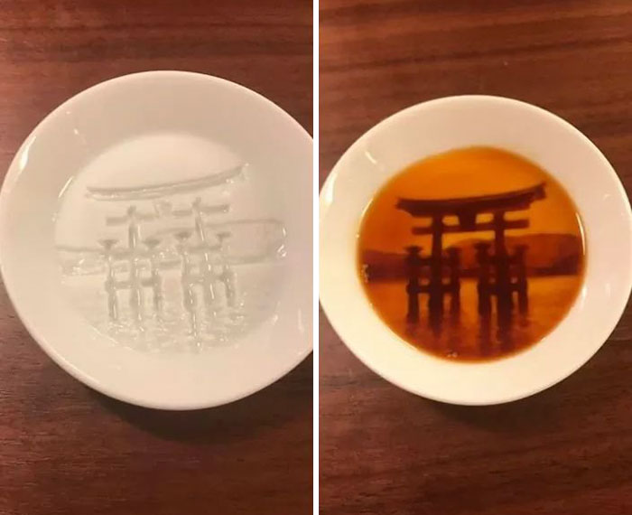 Soy sauce dishes that “reveal” a painting once you fill them up r