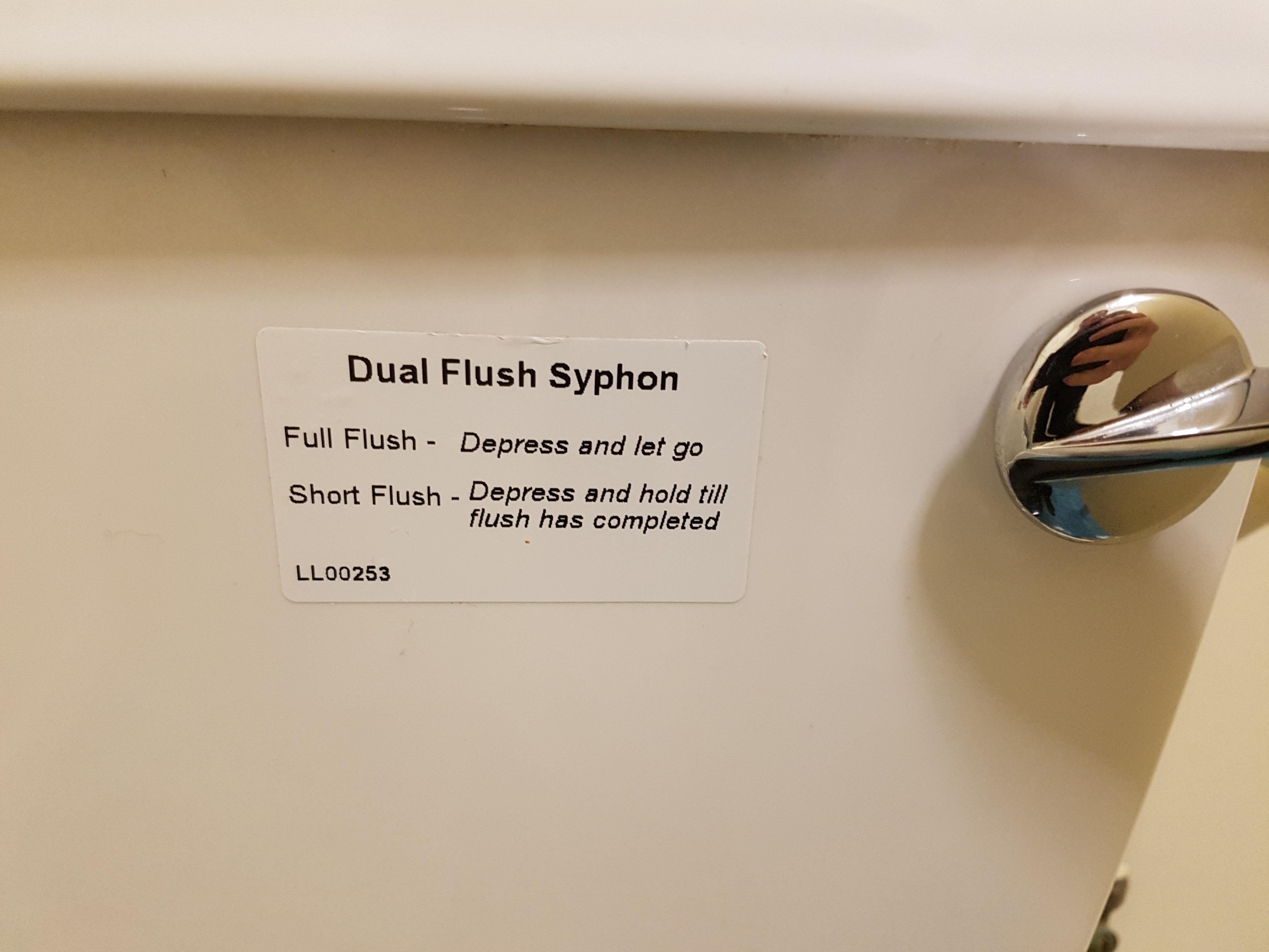 This toilet wants me to short press for a long flush and long press for