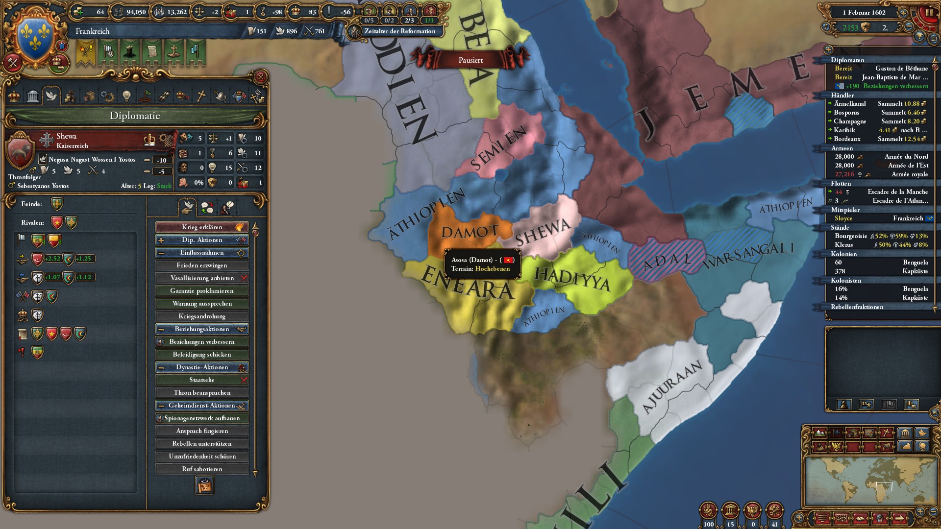 Shewa keeps spawning next to Ethiopia as an Empire with very few