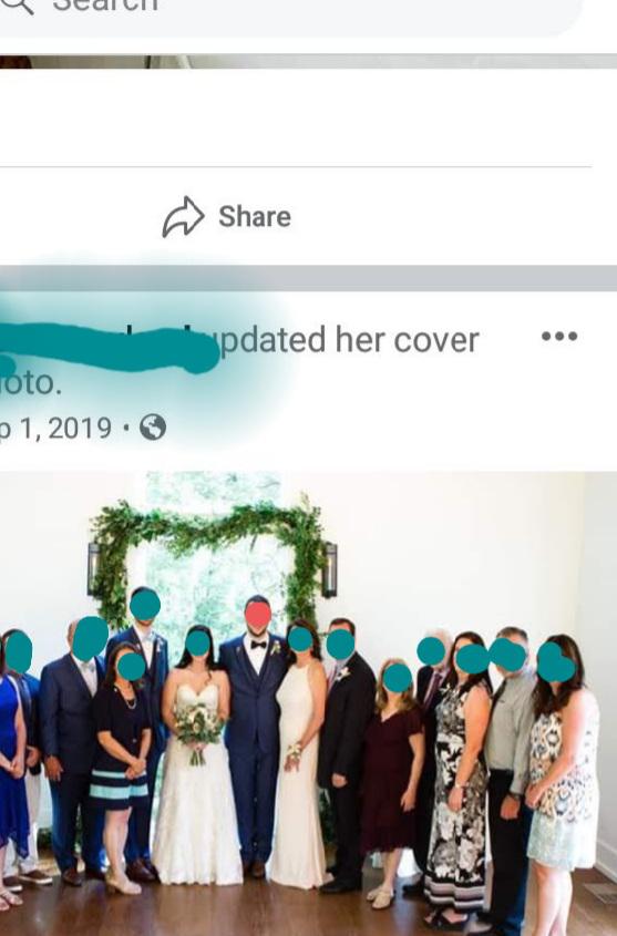 Groom is the red dot. Can you guess who is the bride and