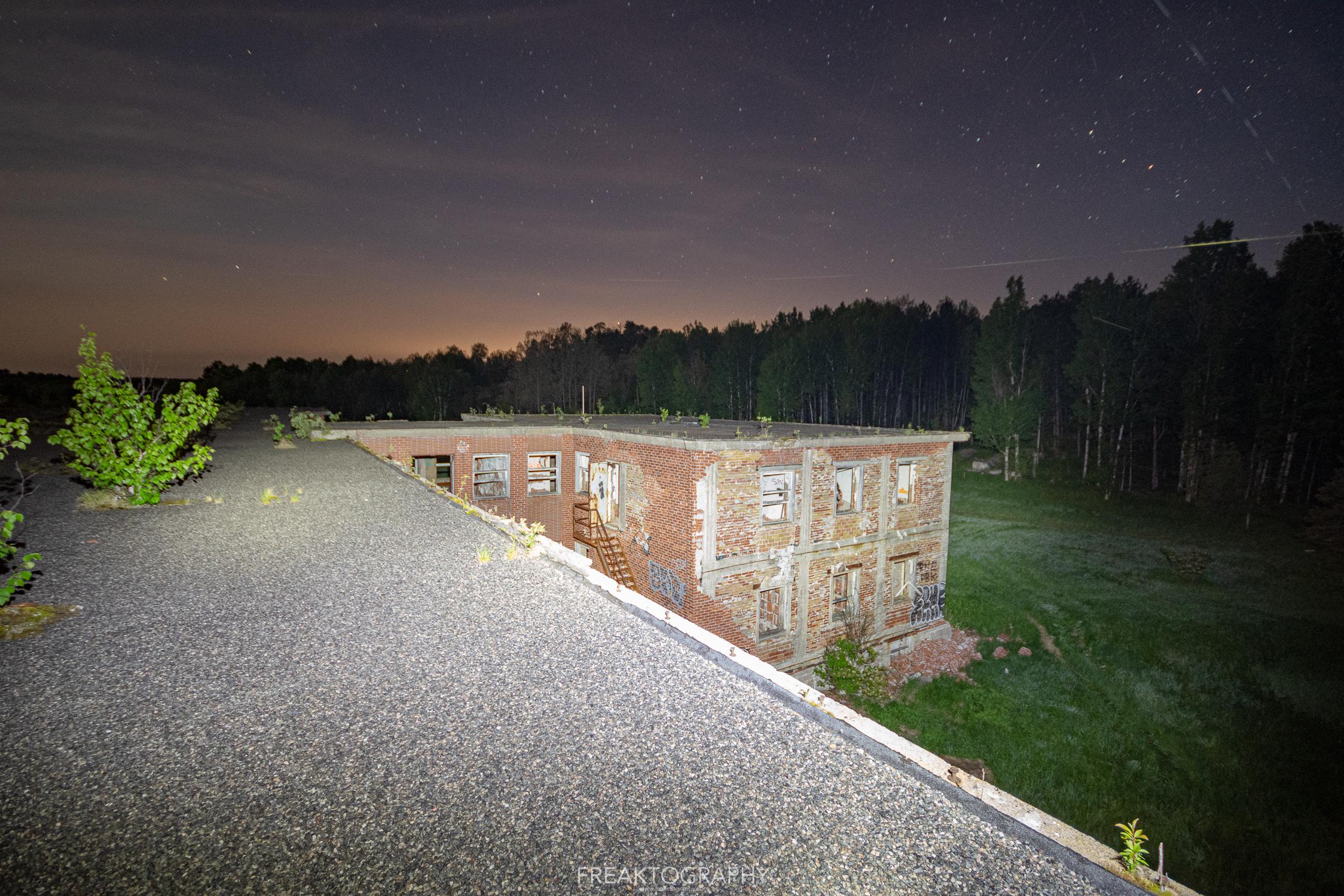 On the roof of the abandoned Burwash Correctional Centre in Ontario