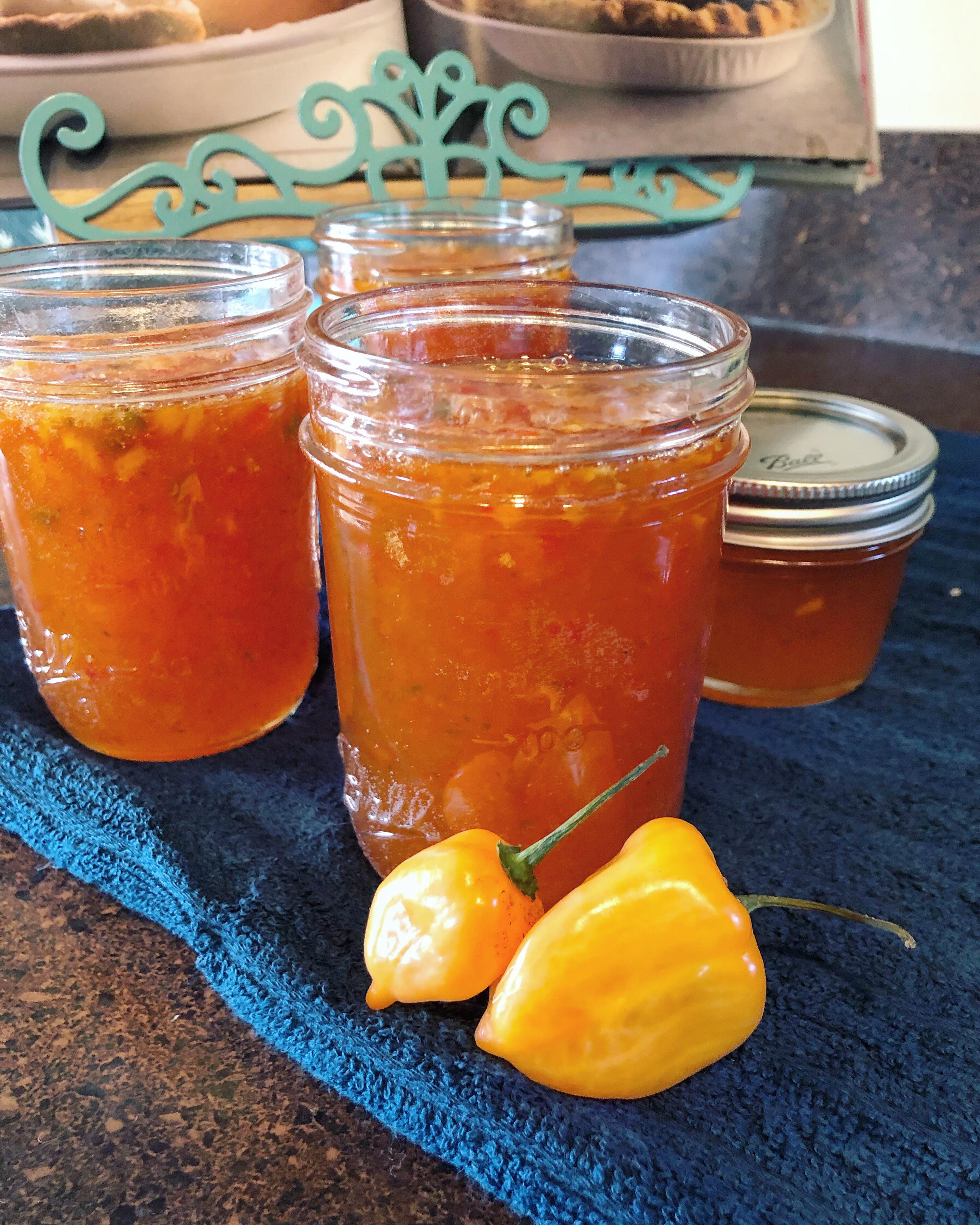 My first ever pepper jelly, this is a mango habanero (Not shelf stable) r/Canning