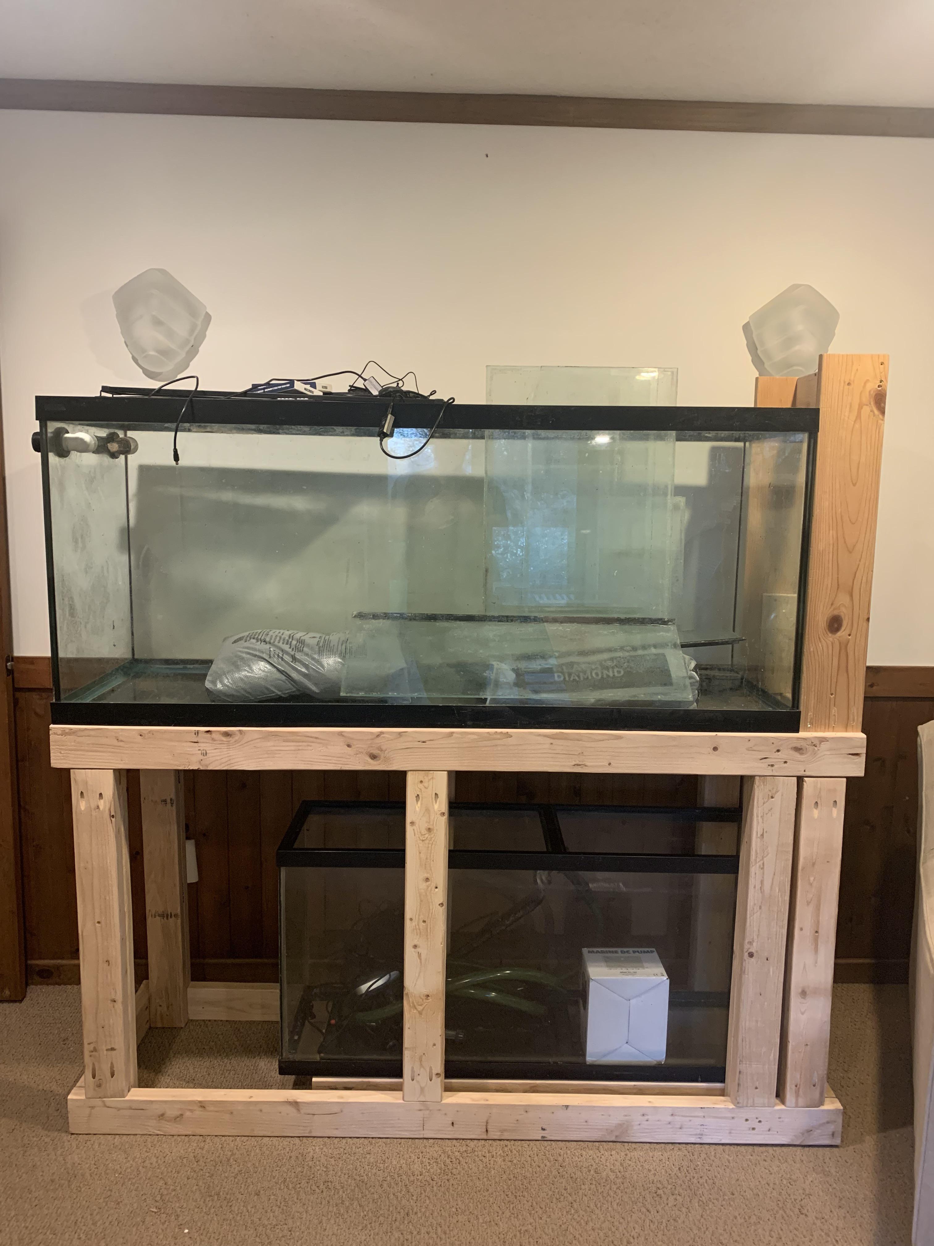 WIP Just finished up the framing for my 120 gallon tank stand with a 55 gallon sump. Now on to