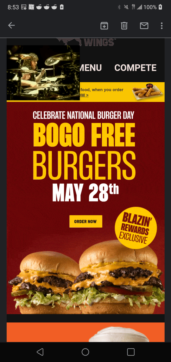 Buffalo Wild Wings National Burger Day BOGO Burgers r/Freefood