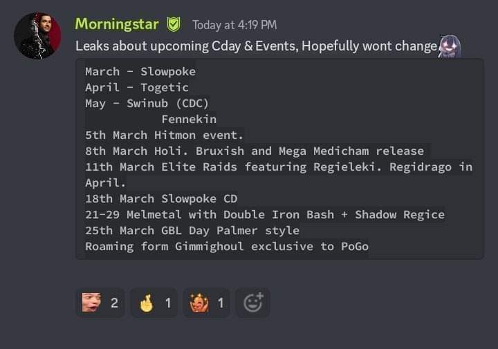 March Content Leak from Discord : TheSilphRoad