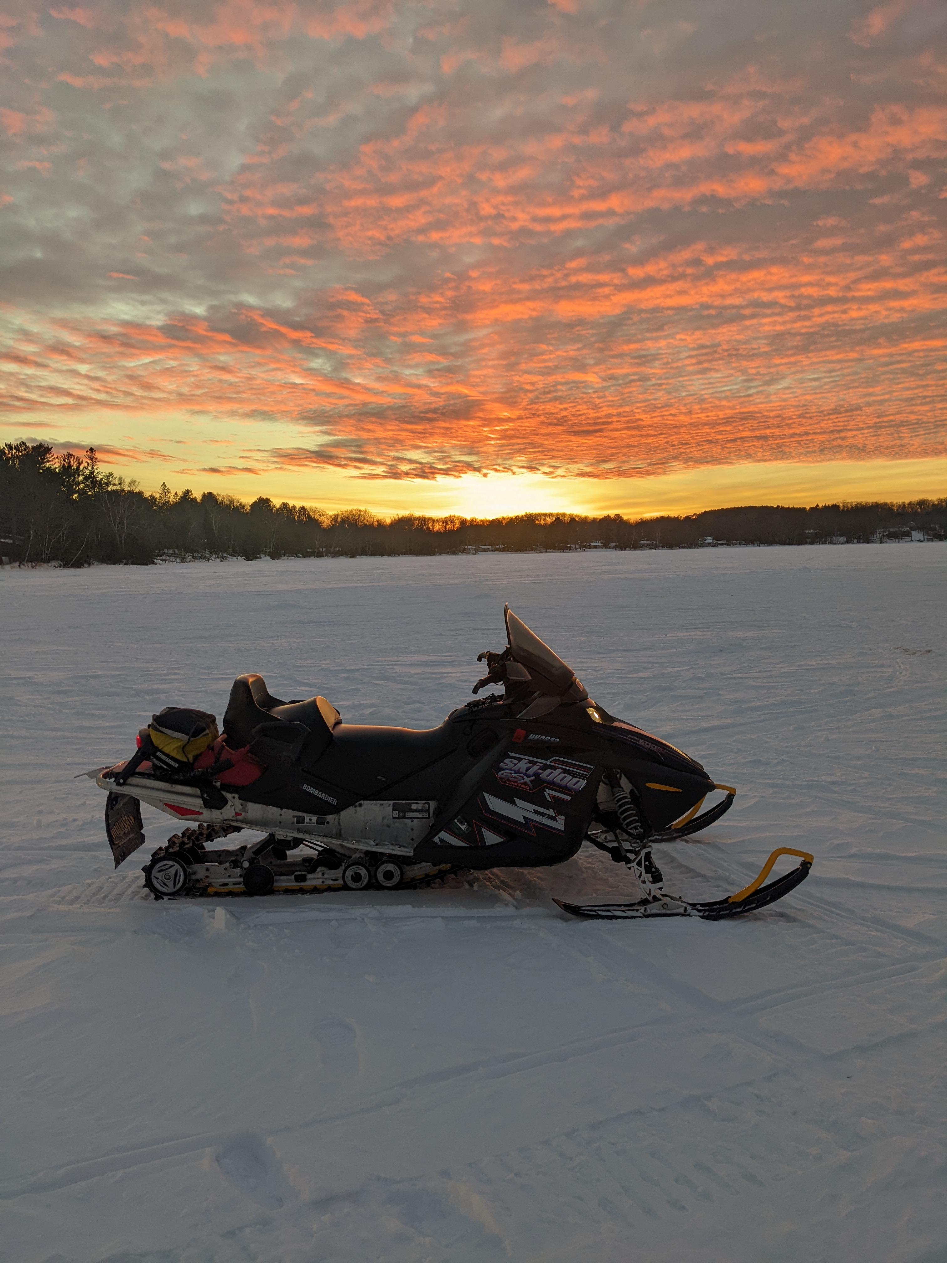 Beautiful sunset in McGregor MN, on lake big sandy r/snowmobiling