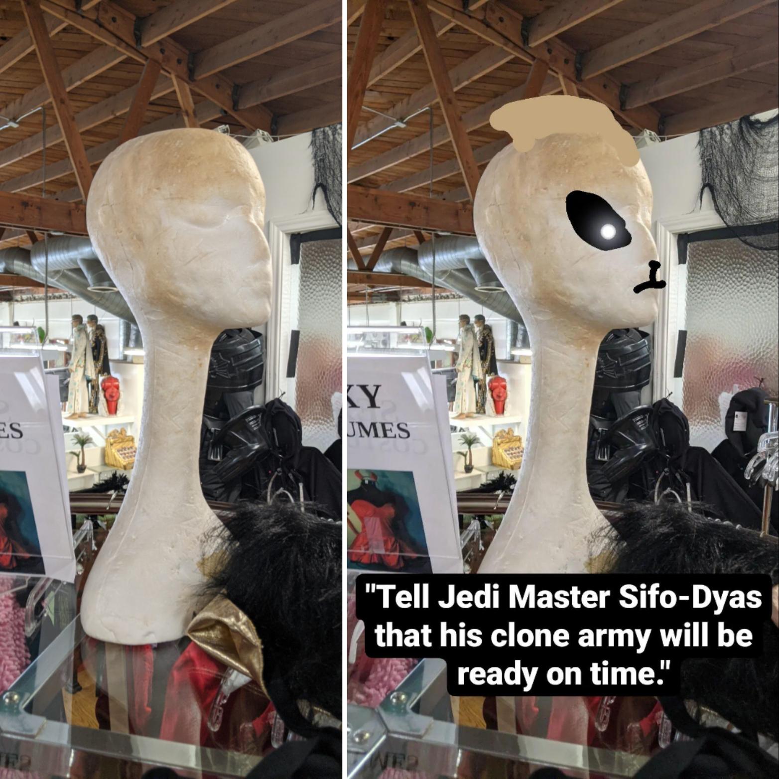 Saw an unusual looking mannequin head at a thrift shop r/PrequelMemes