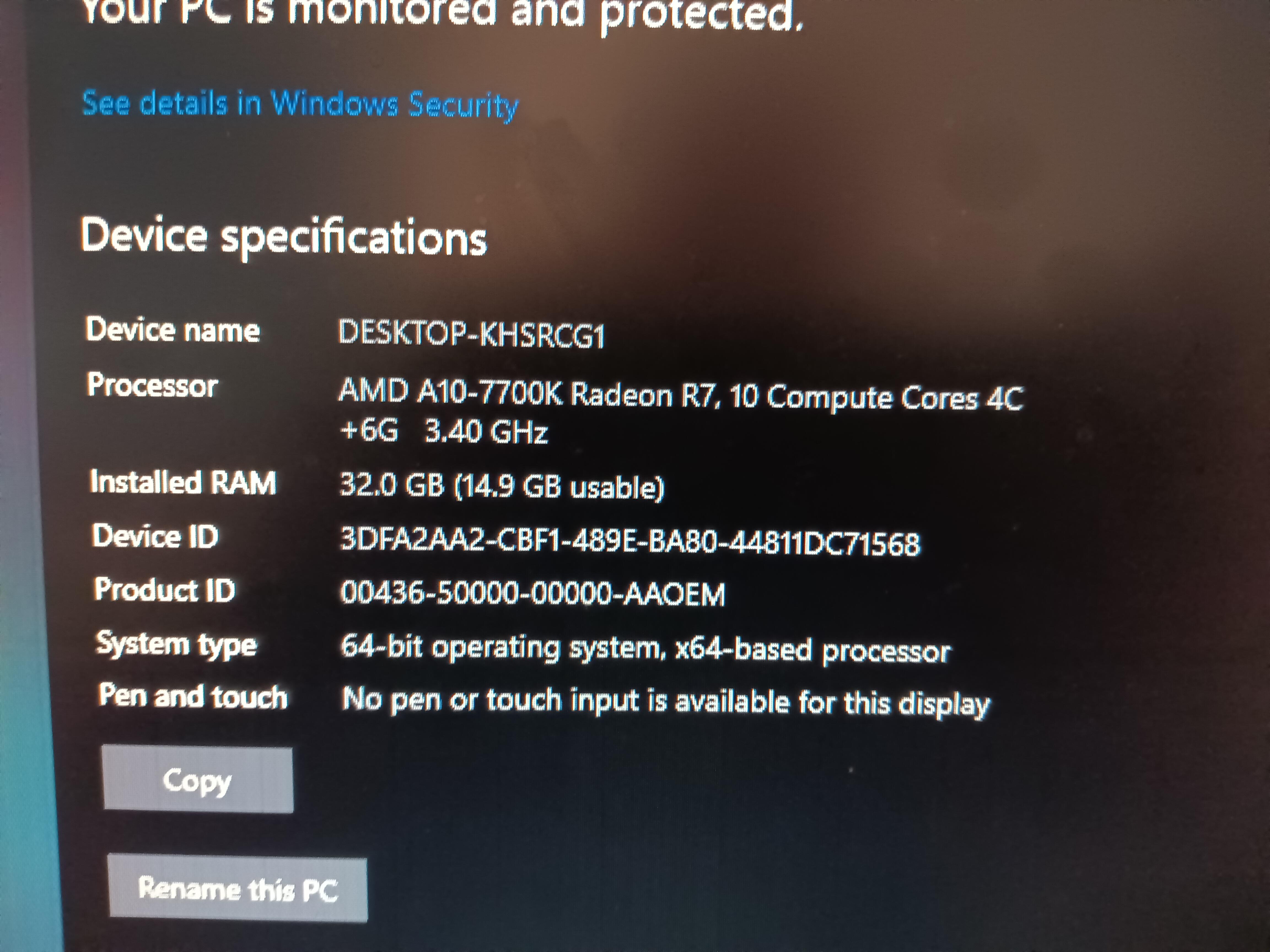 help a107700k with integrated R7 graphics HP Envy Beats Audio 700
