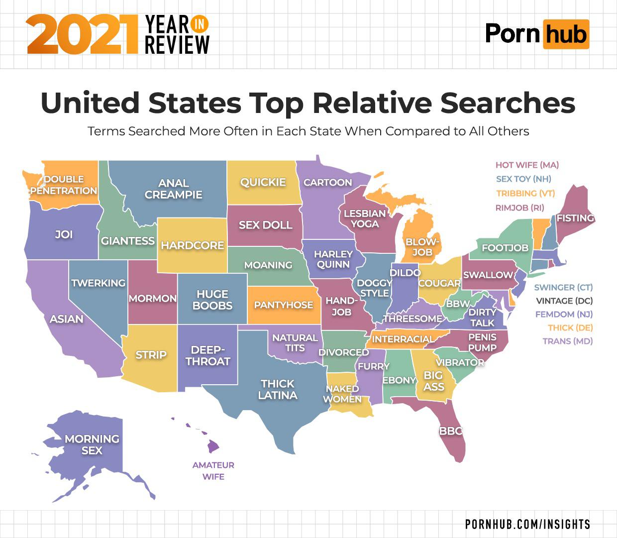 US Top Searches on PornHub : MapPorn